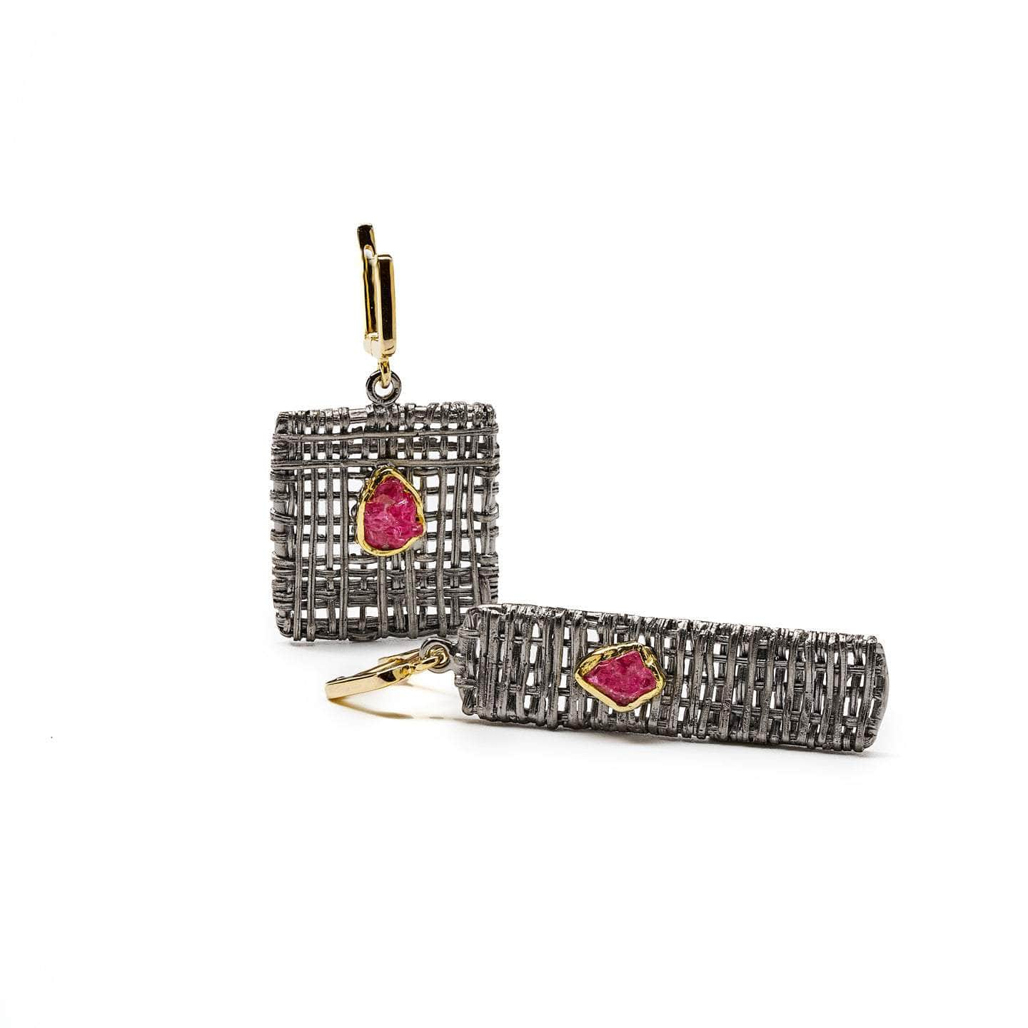 Enna Pink Spinel Rough Earrings GERMAN KABIRSKI