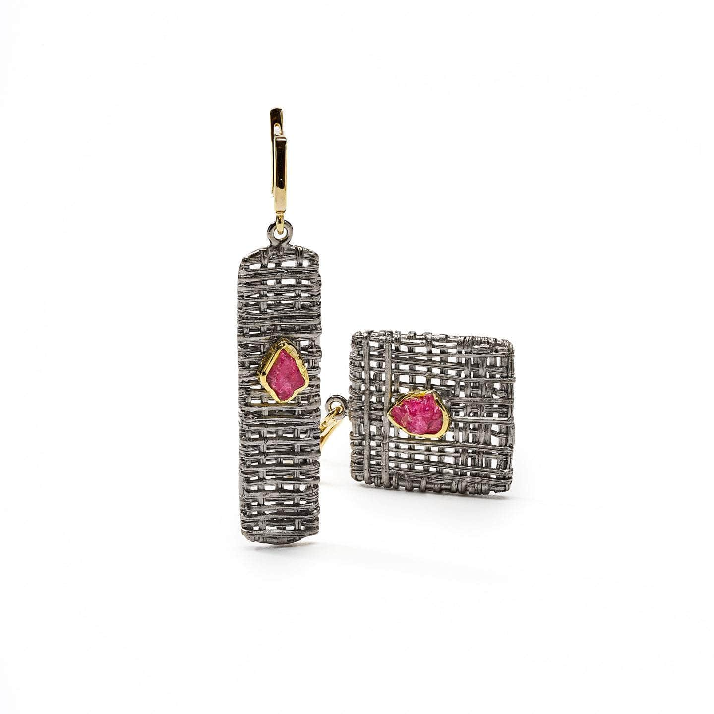 Enna Pink Spinel Rough Earrings GERMAN KABIRSKI