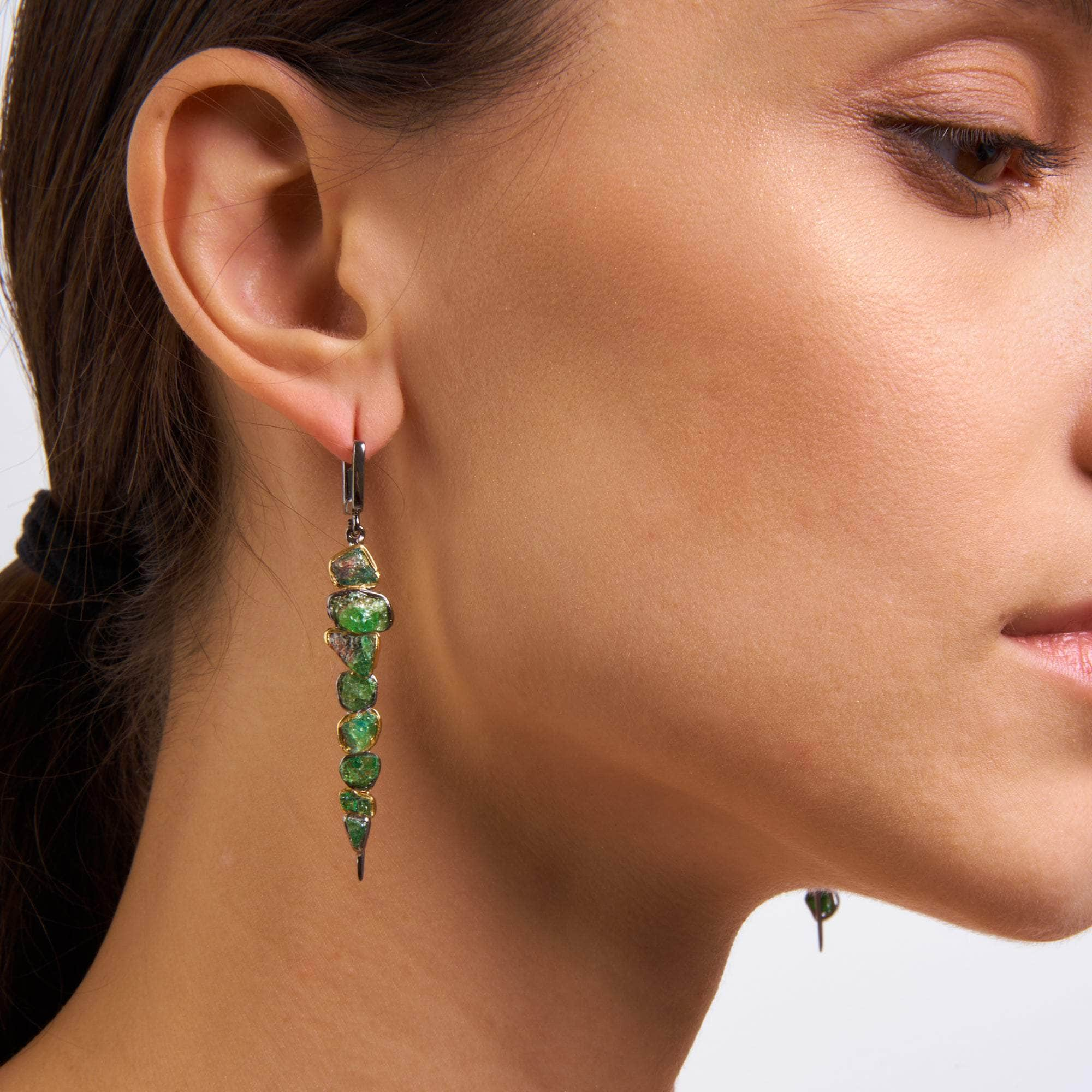 Vastra Rough Tsavorite Earrings GERMAN KABIRSKI