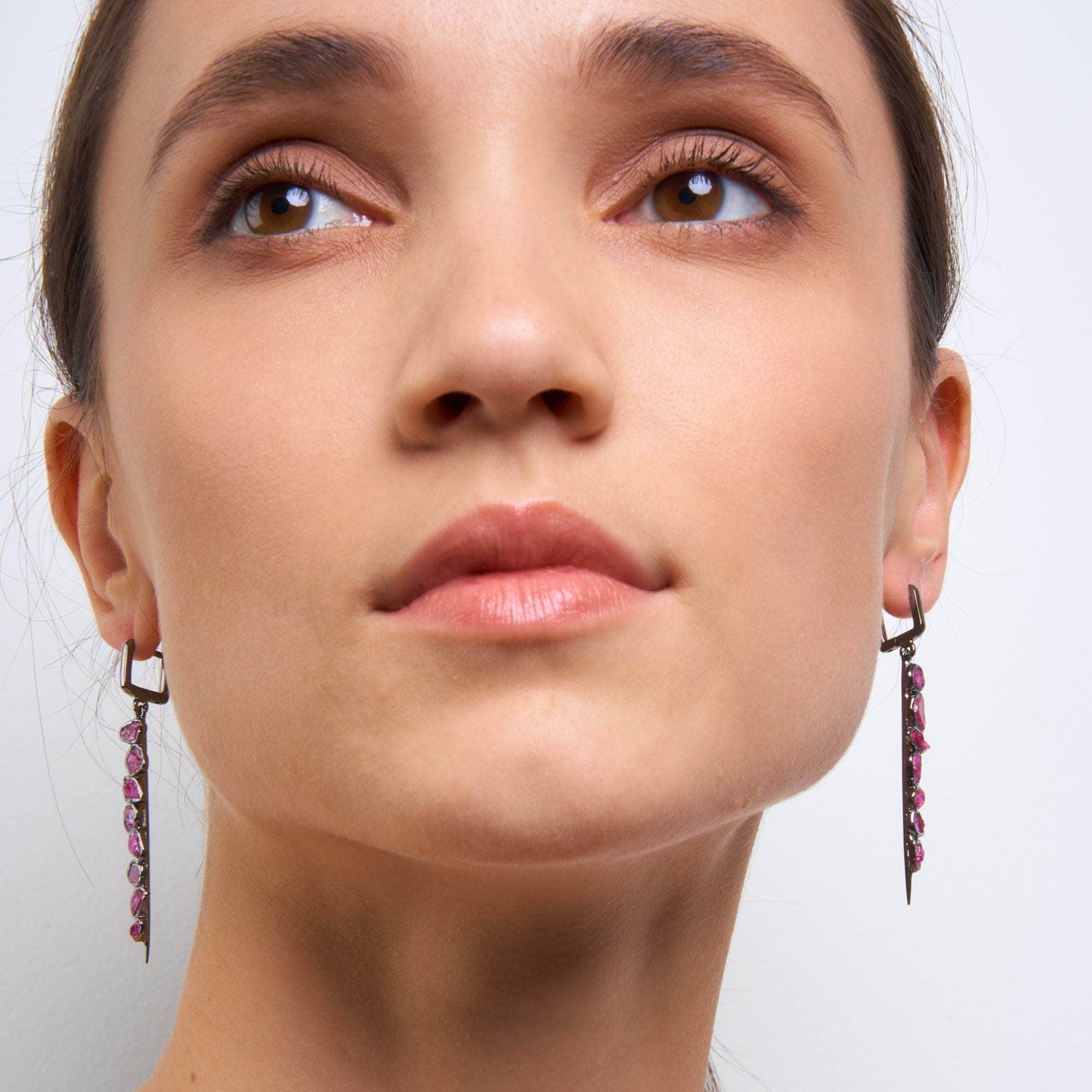 Dahlia Rough Ruby Earrings GERMAN KABIRSKI