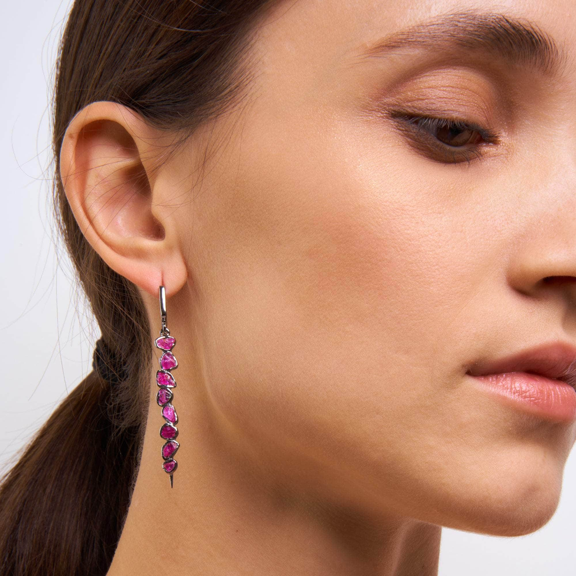 Dahlia Rough Ruby Earrings GERMAN KABIRSKI