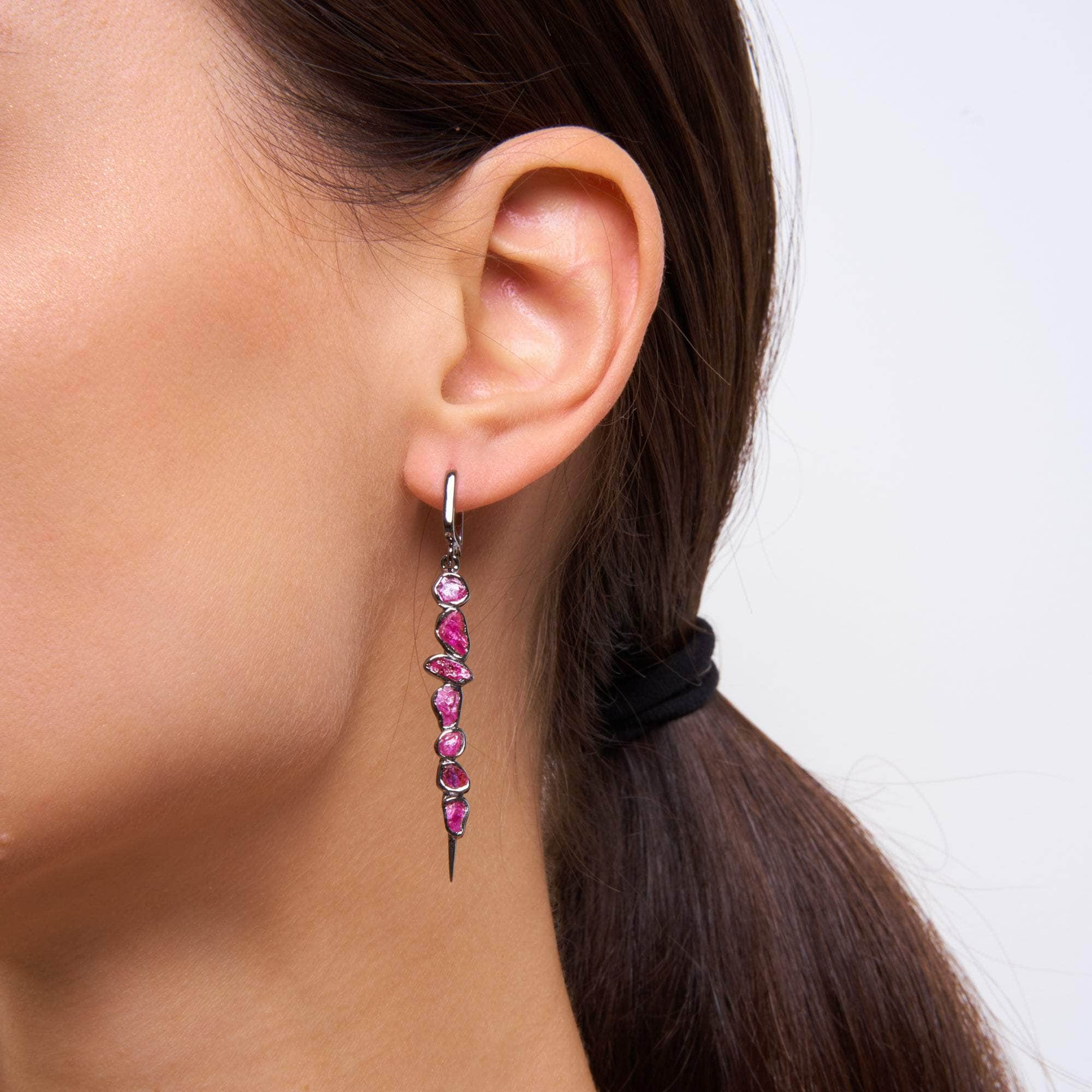 Dahlia Rough Ruby Earrings GERMAN KABIRSKI