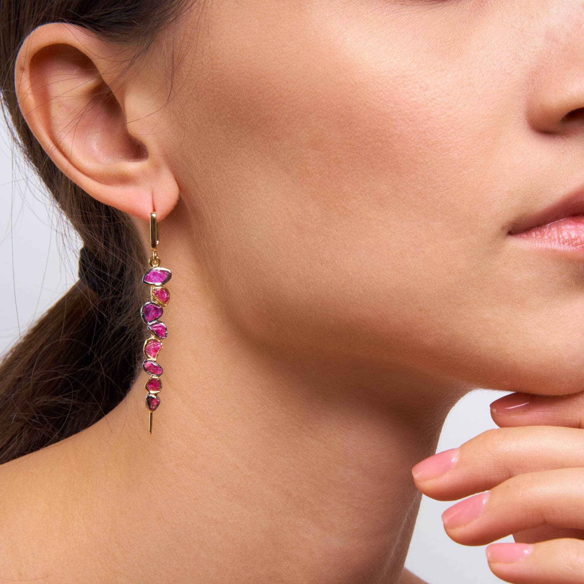 Elowen Rough Ruby Earrings GERMAN KABIRSKI