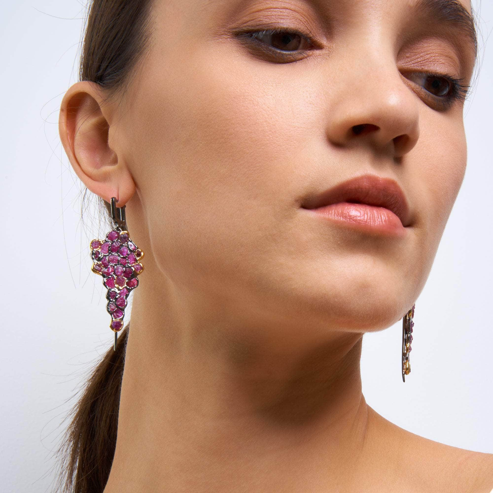 Faye Rough Ruby Earrings GERMAN KABIRSKI