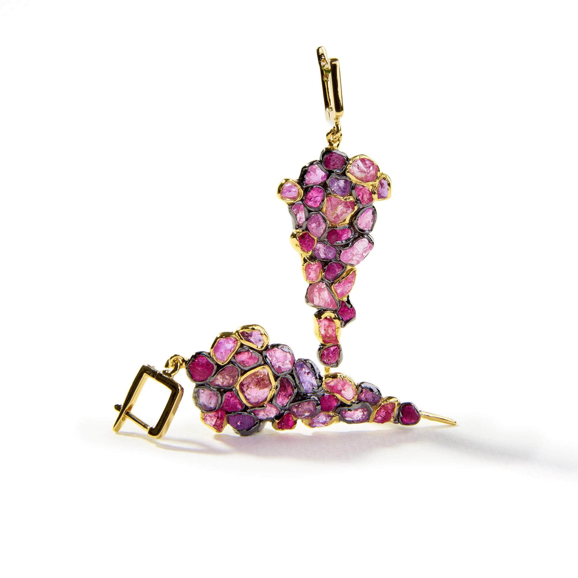 Skye Rough Pink Sapphire and Ruby Earrings GERMAN KABIRSKI