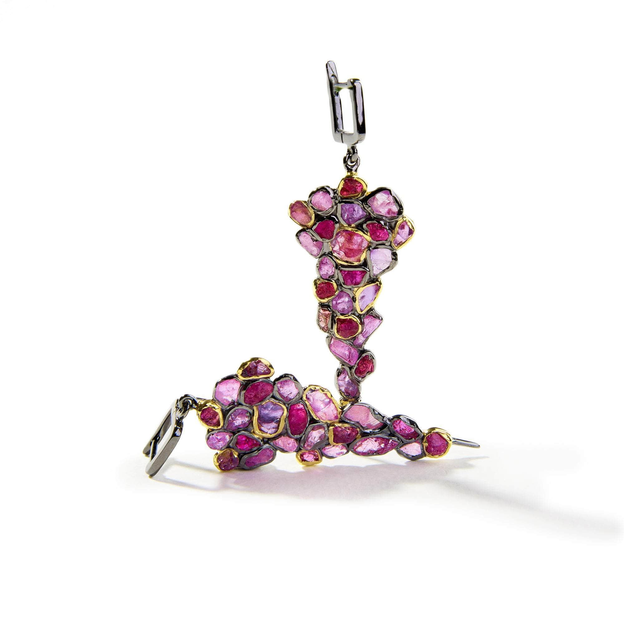 Wren Rough Pink Sapphire and Ruby Earrings GERMAN KABIRSKI