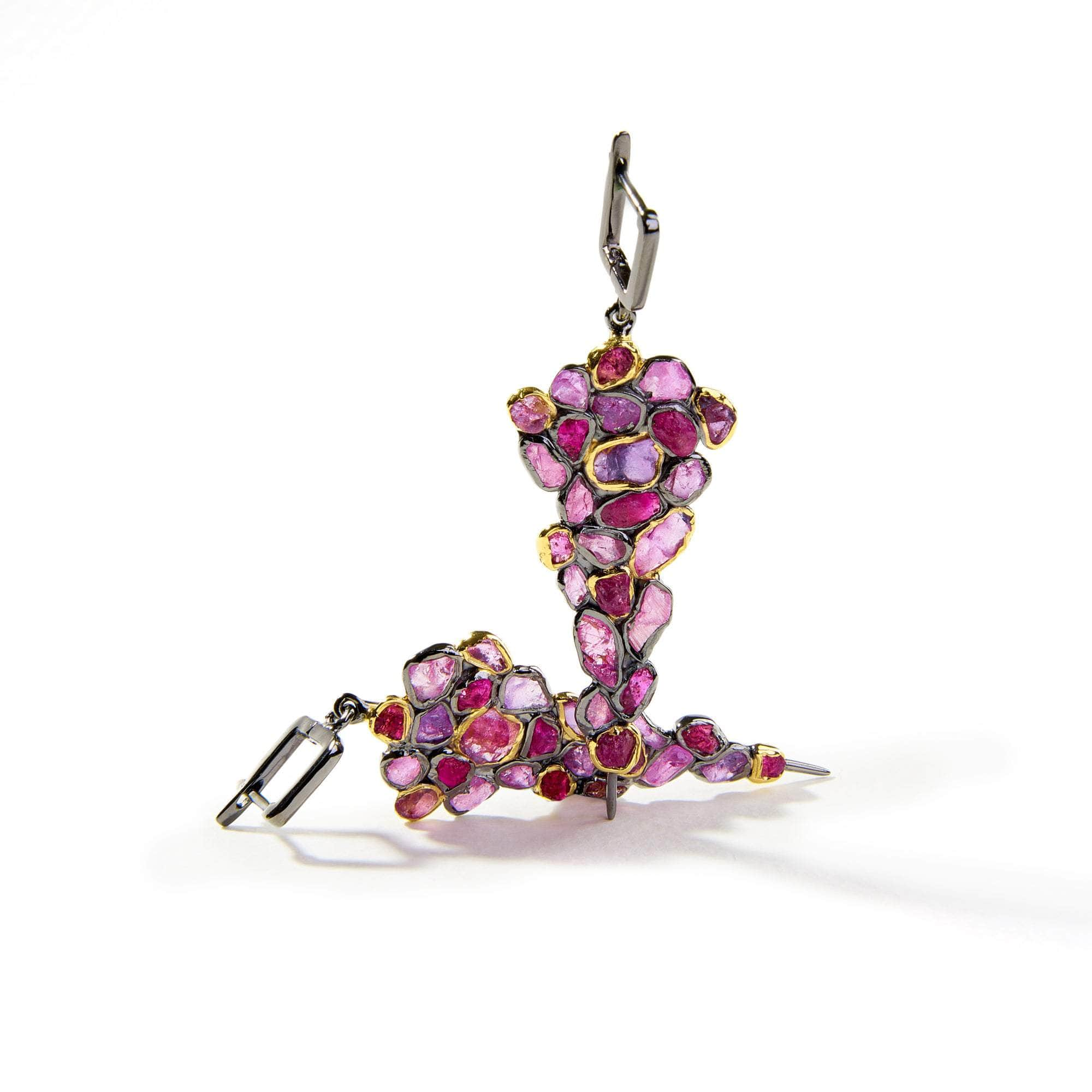 Wren Rough Pink Sapphire and Ruby Earrings GERMAN KABIRSKI