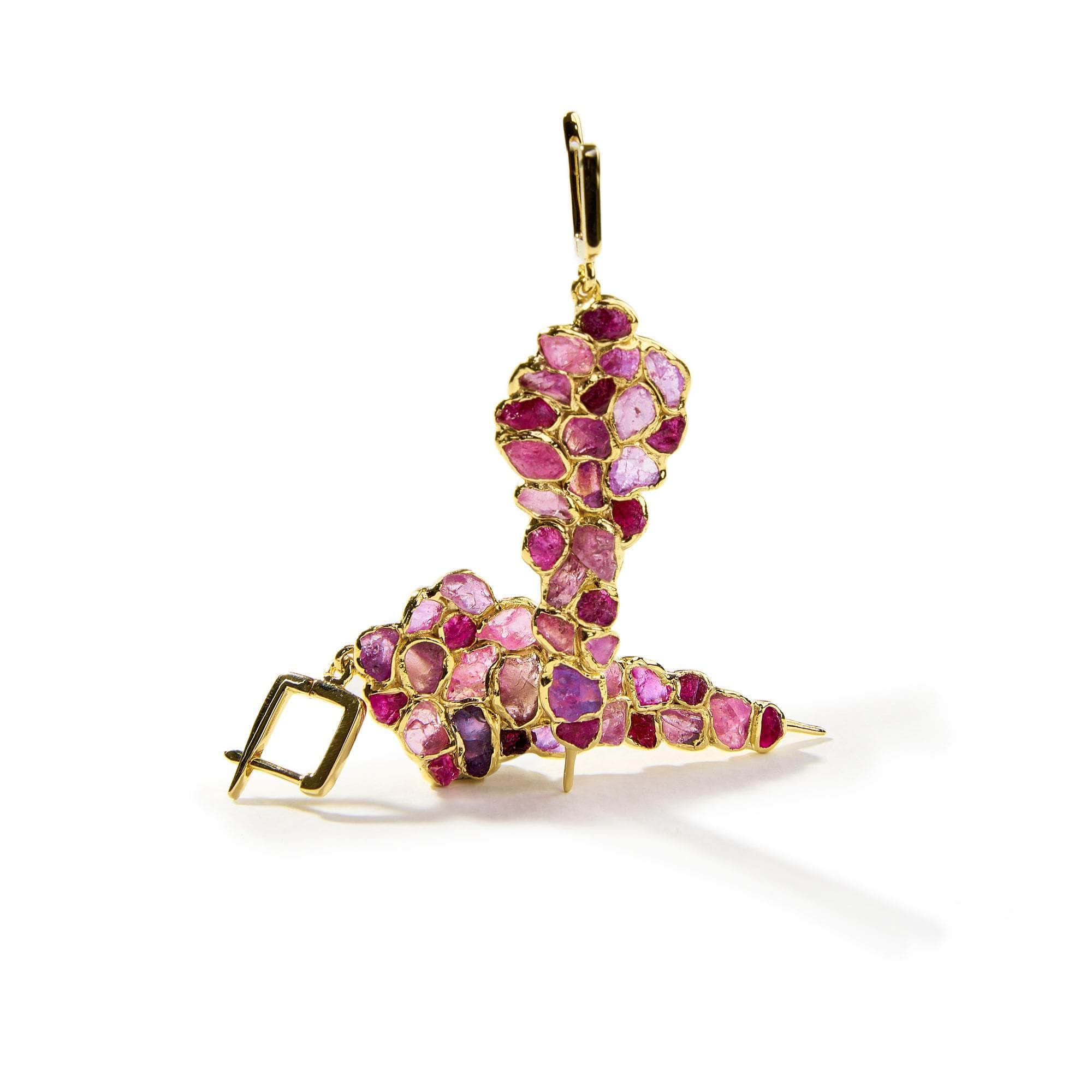 Liv Rough Pink Sapphire and Rough Ruby Earrings (Gold 18K) GERMAN KABIRSKI