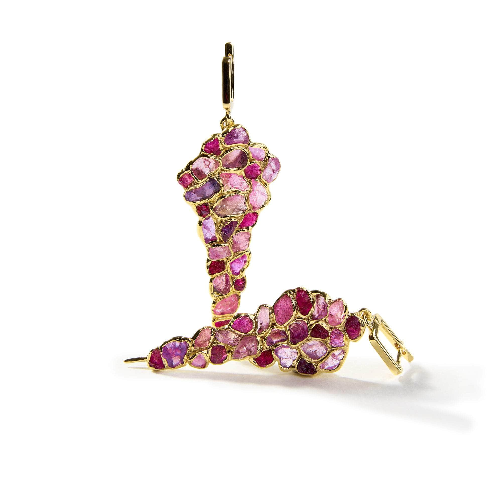 Liv Rough Pink Sapphire and Rough Ruby Earrings (Gold 18K) GERMAN KABIRSKI