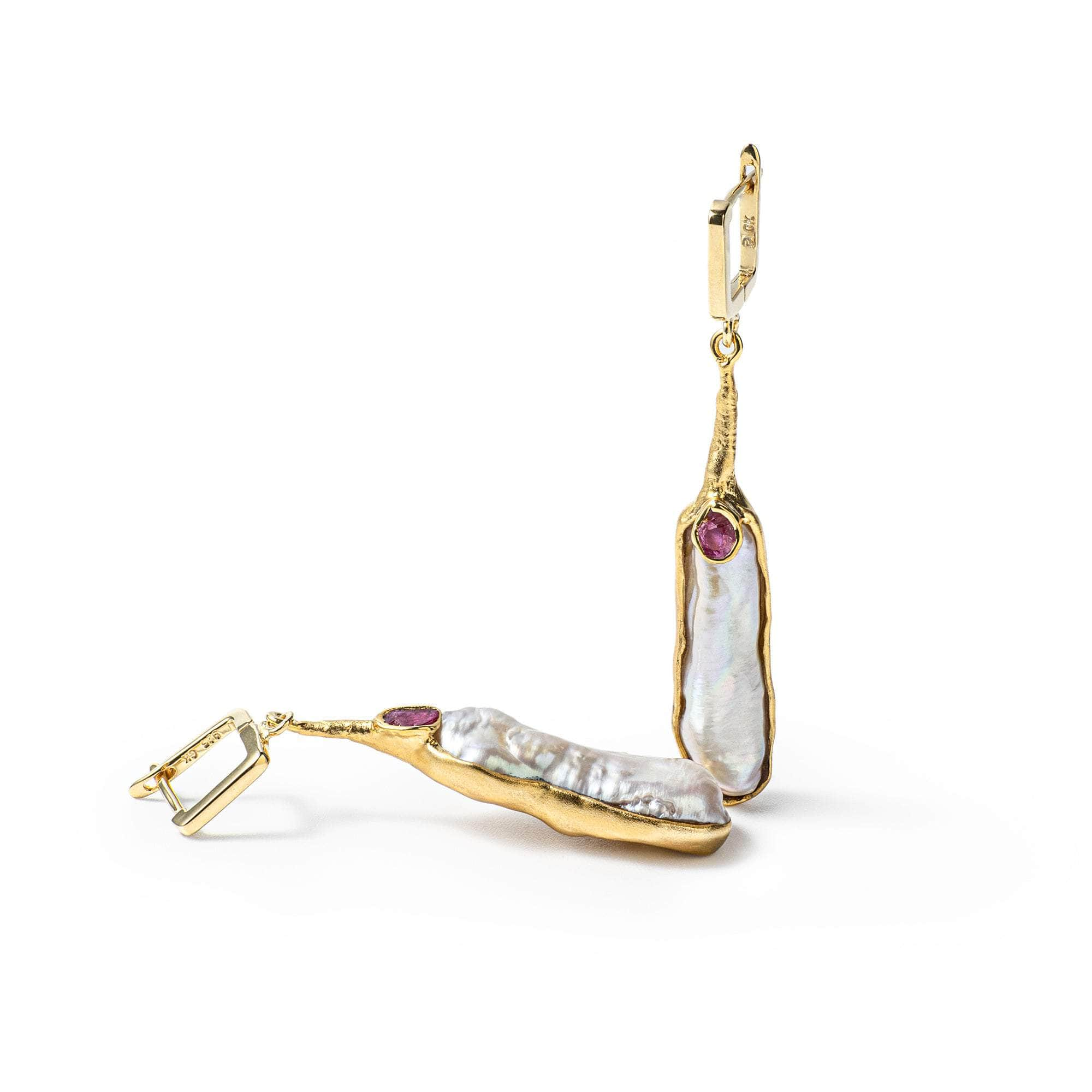 Arian Baroque Pearl and Ruby Earrings (Gold 18K) GERMAN KABIRSKI