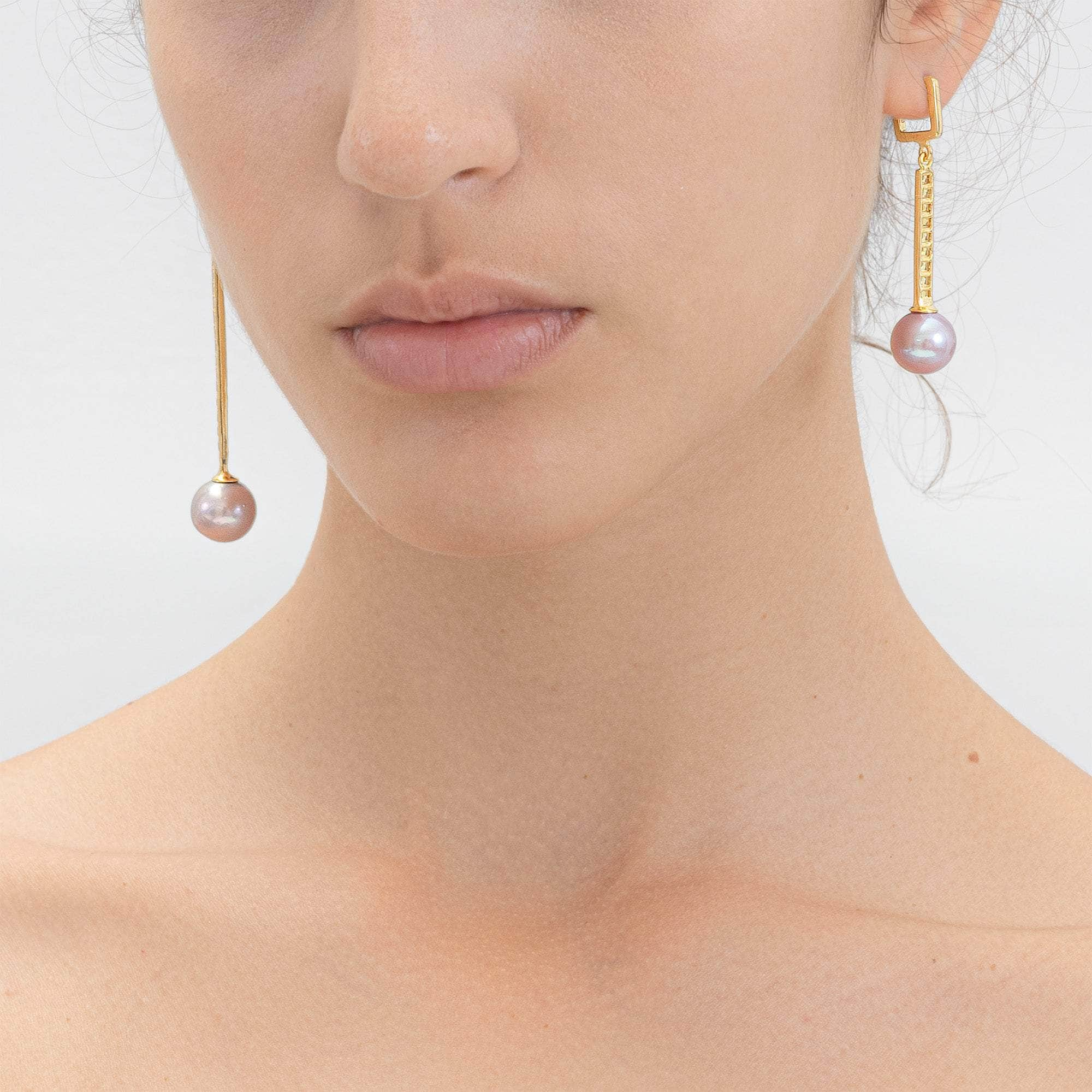 Gwen Purple Pearl and Orange and Yellow Sapphire Earrings (Gold 18K) GERMAN KABIRSKI