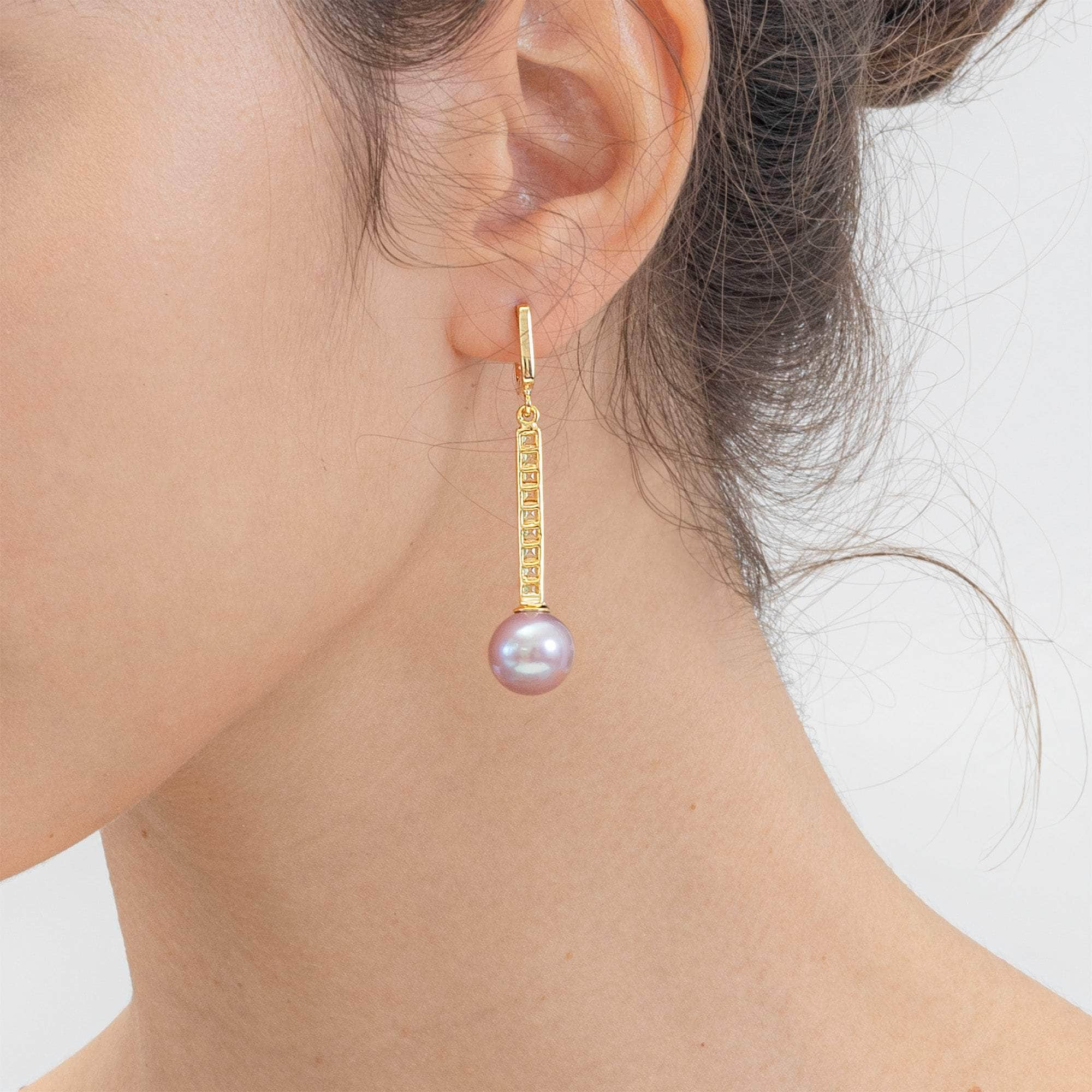 Gwen Purple Pearl and Orange and Yellow Sapphire Earrings (Gold 18K) GERMAN KABIRSKI