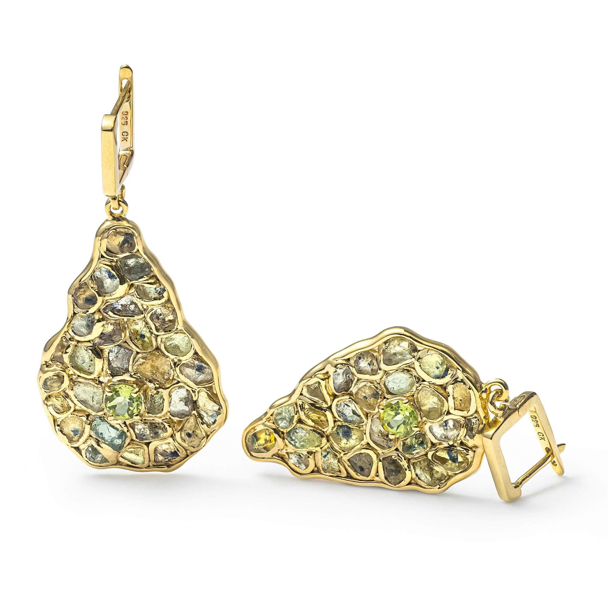 Sebb Rough Yellow Sapphire and Peridot Earrings GERMAN KABIRSKI