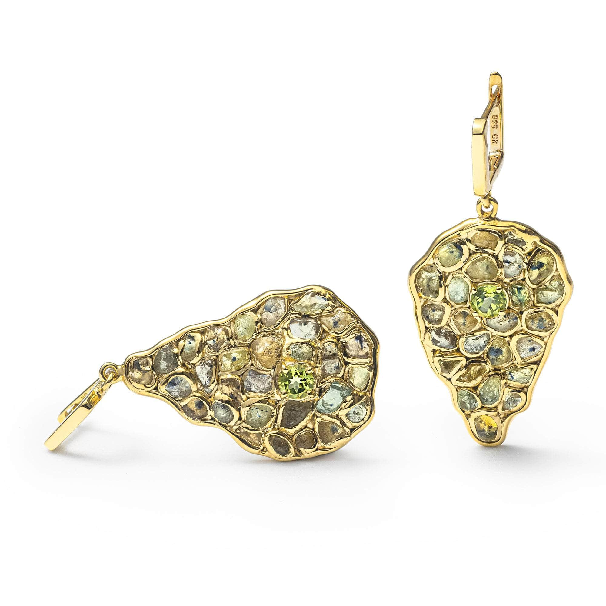 Sebb Rough Yellow Sapphire and Peridot Earrings GERMAN KABIRSKI