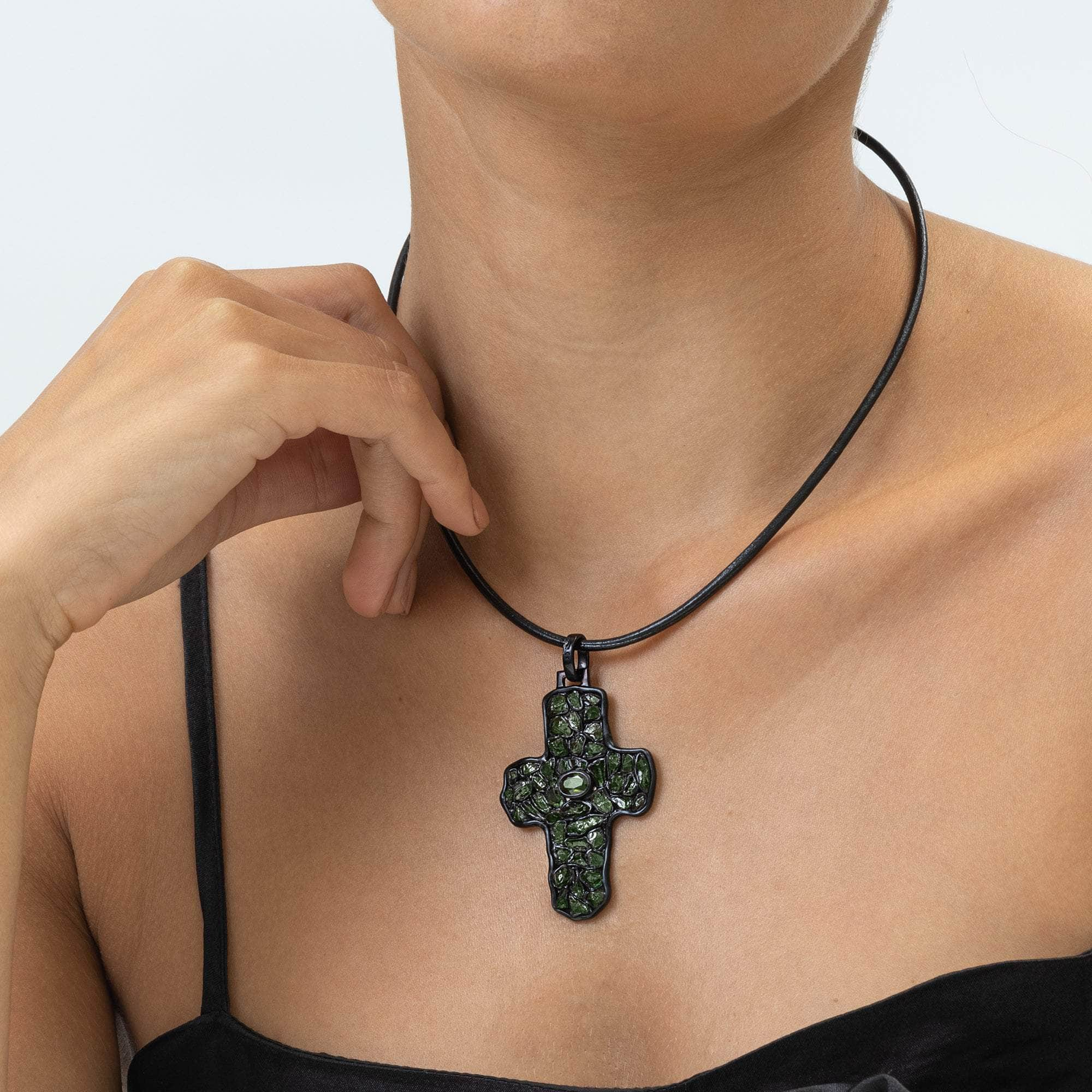 Cruce Chrome Diopside and Rough Chrome Diopside Pendant GERMAN KABIRSKI