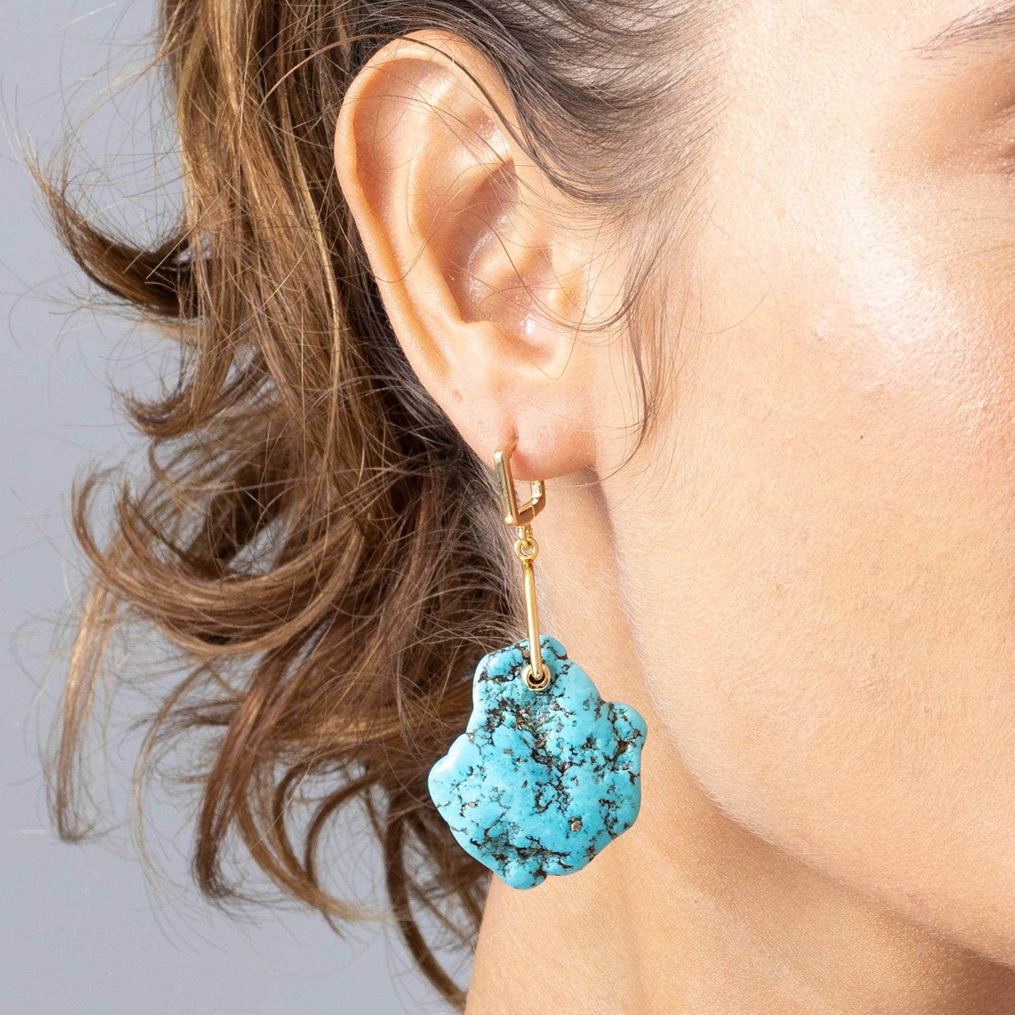 Ciott Rough Turquoise Earrings (Gold 18K) GERMAN KABIRSKI