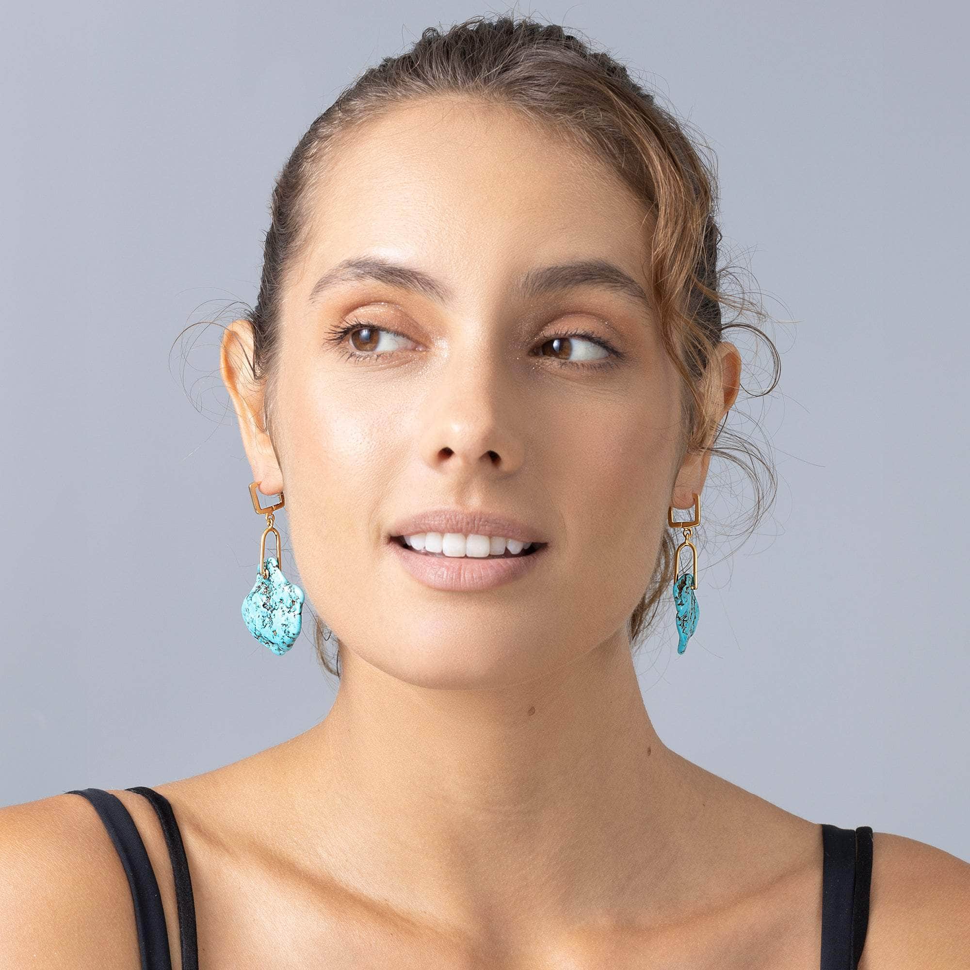 Ciott Rough Turquoise Earrings (Gold 18K) GERMAN KABIRSKI