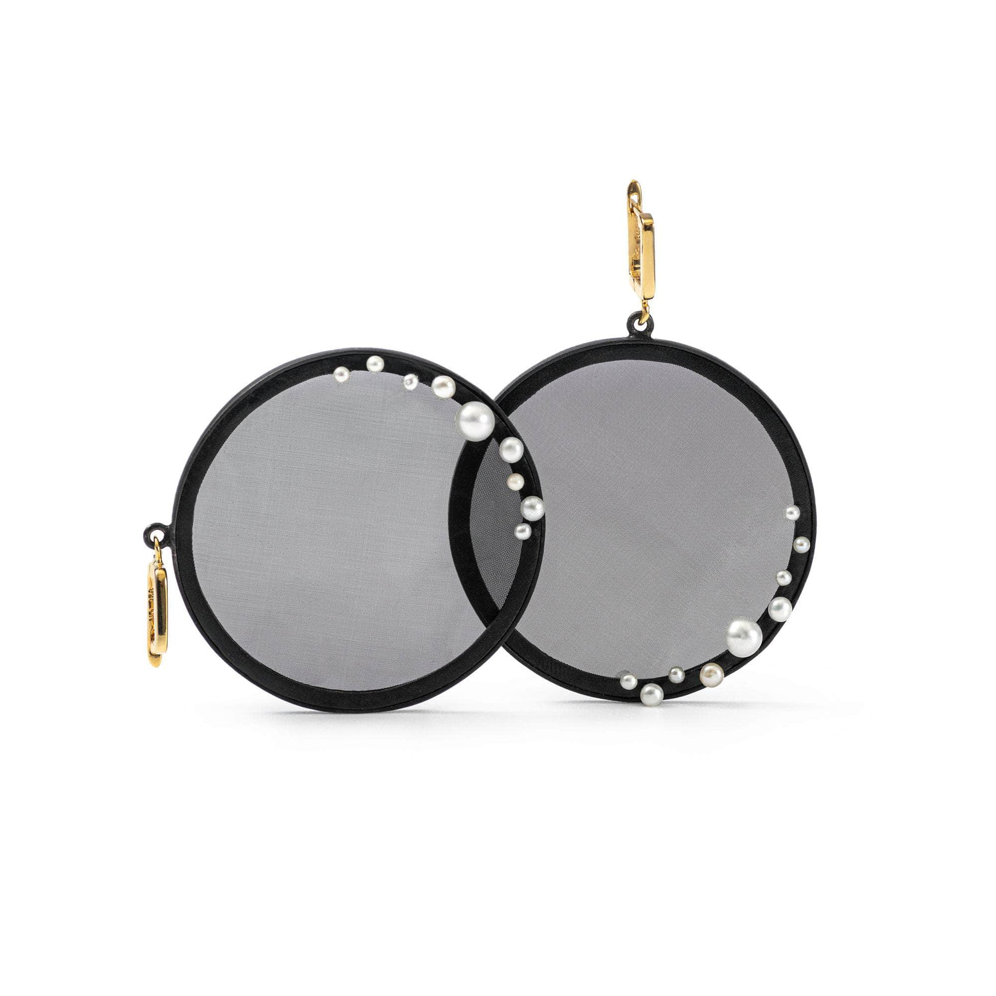 Jameel White Micro Pearl Earrings (Black Anthracite and Gold 18K) GERMAN KABIRSKI