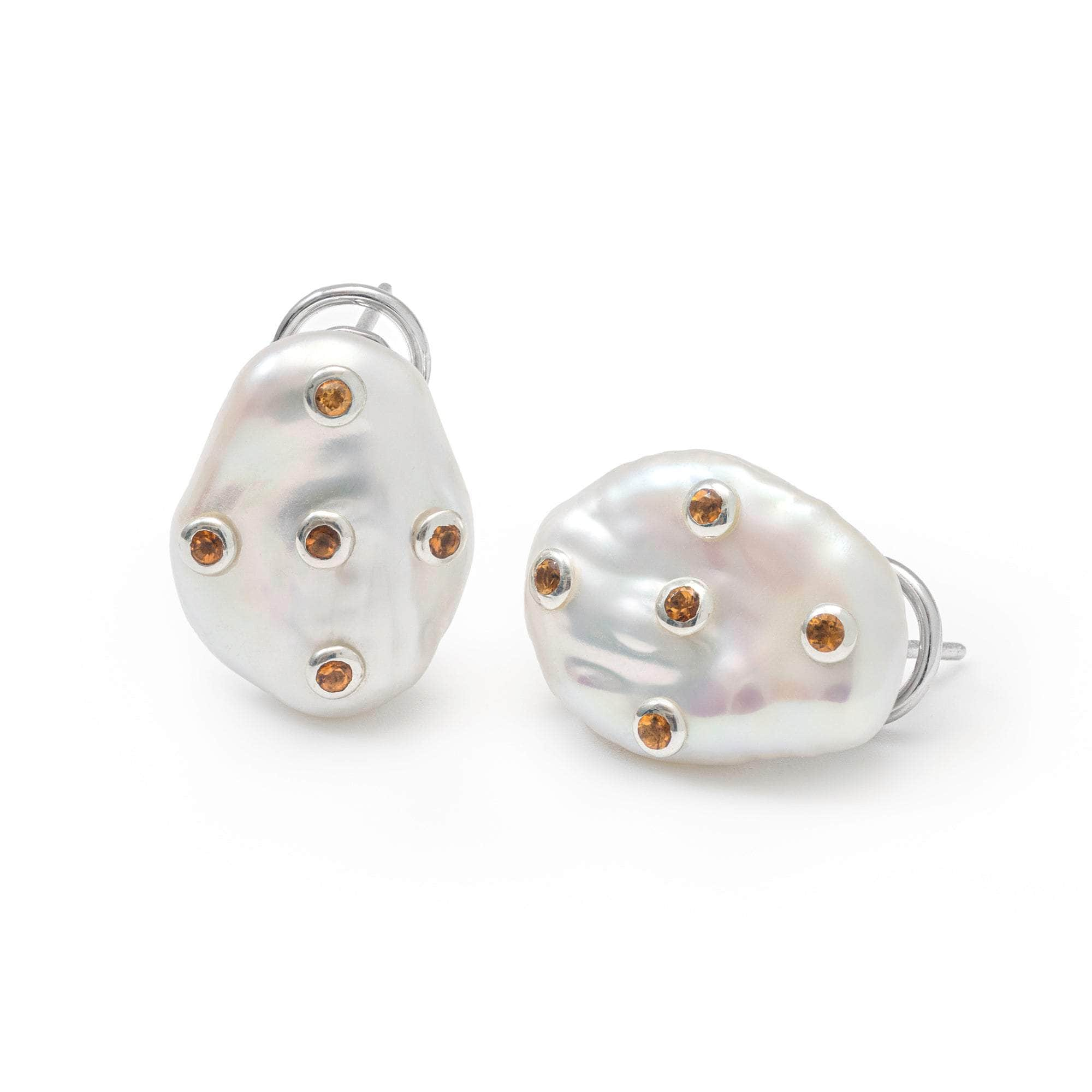 Kirei Baroque Pearl and Citrine Earrings (White Rhodium) GERMAN KABIRSKI