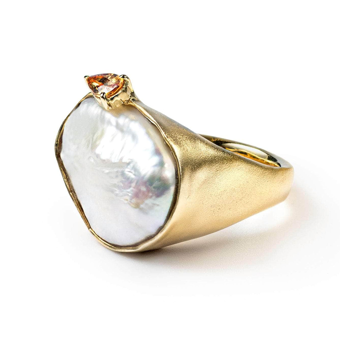 Ishele Purple Baroque Pearl and Orange Sapphire Ring (Gold 18K) GERMAN KABIRSKI