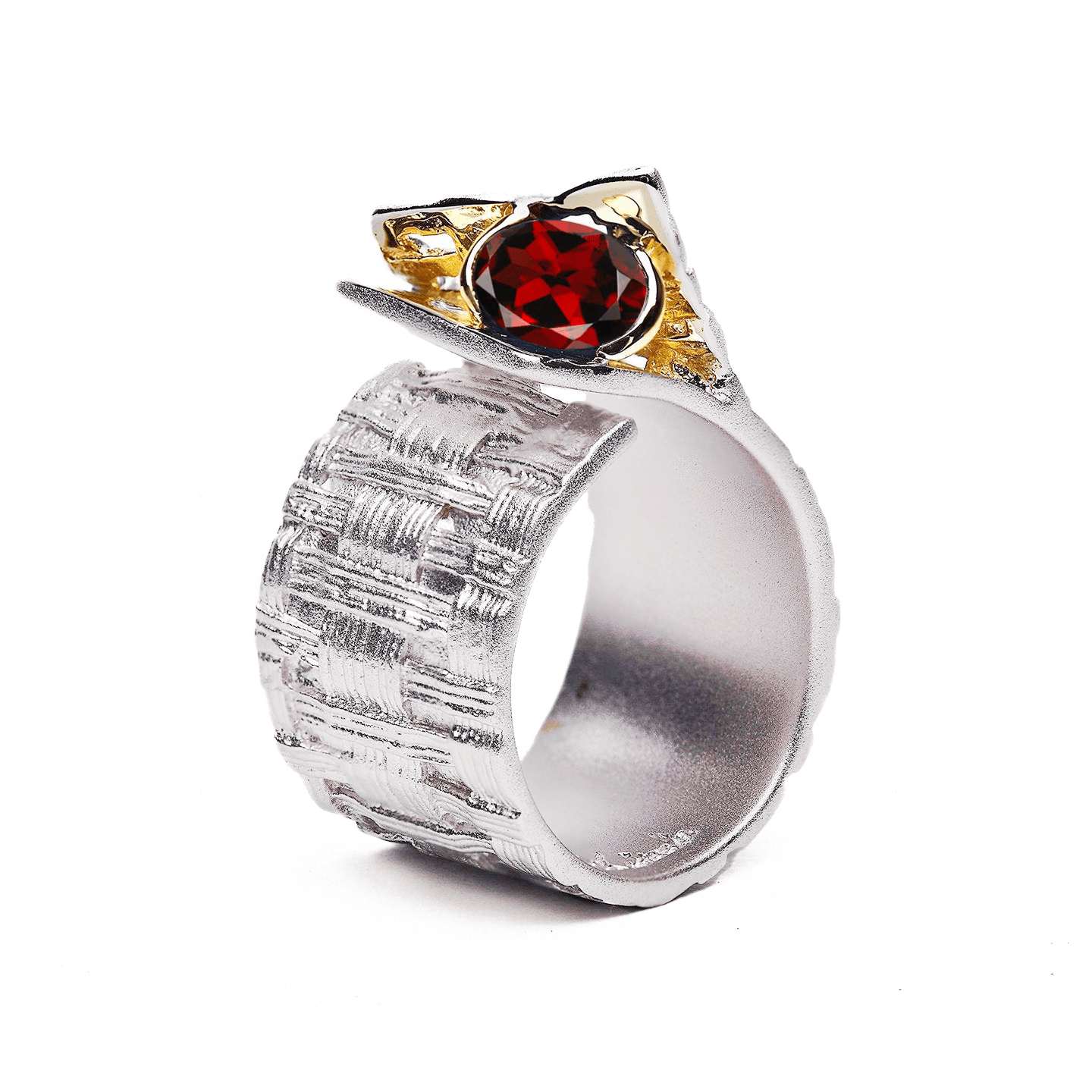 Accalia Ring with Custom Gemstones: Sapphire, Rhodolite, Chrome Diopside, Peridot, Garnet, Citrine in White Rhodium & Gold