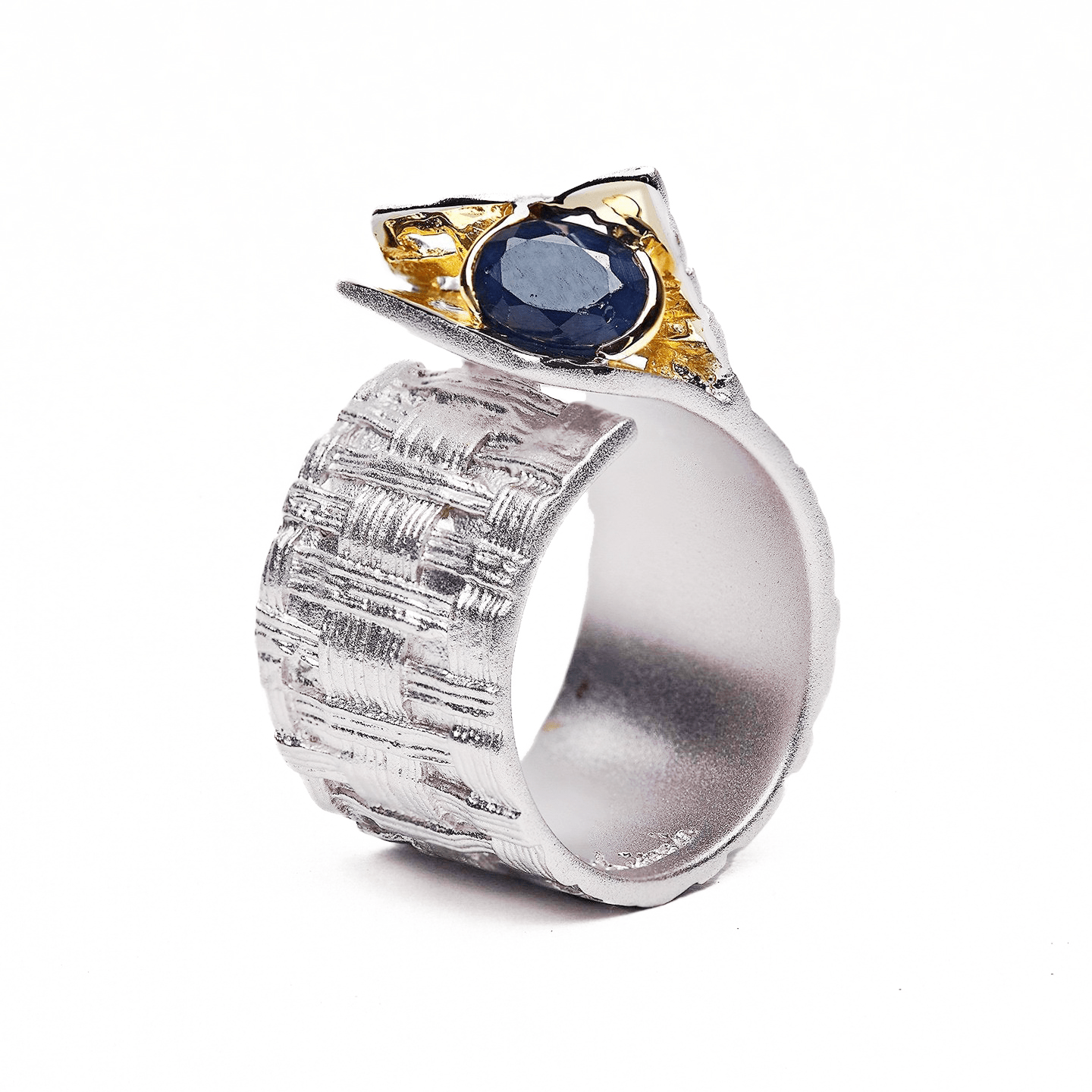 Accalia Ring with Custom Gemstones: Sapphire, Rhodolite, Chrome Diopside, Peridot, Garnet, Citrine in White Rhodium & Gold