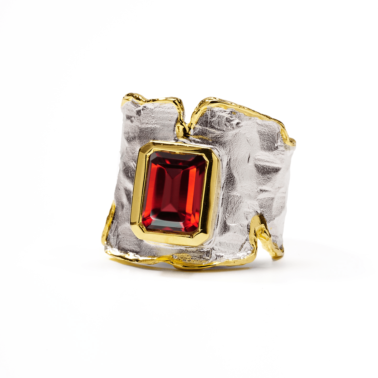 Cyra Ring with Custom Gems: Amethyst, Topaz, Garnet, Citrine, Lemon & Smoky Quartz in White Rhodium & Gold
