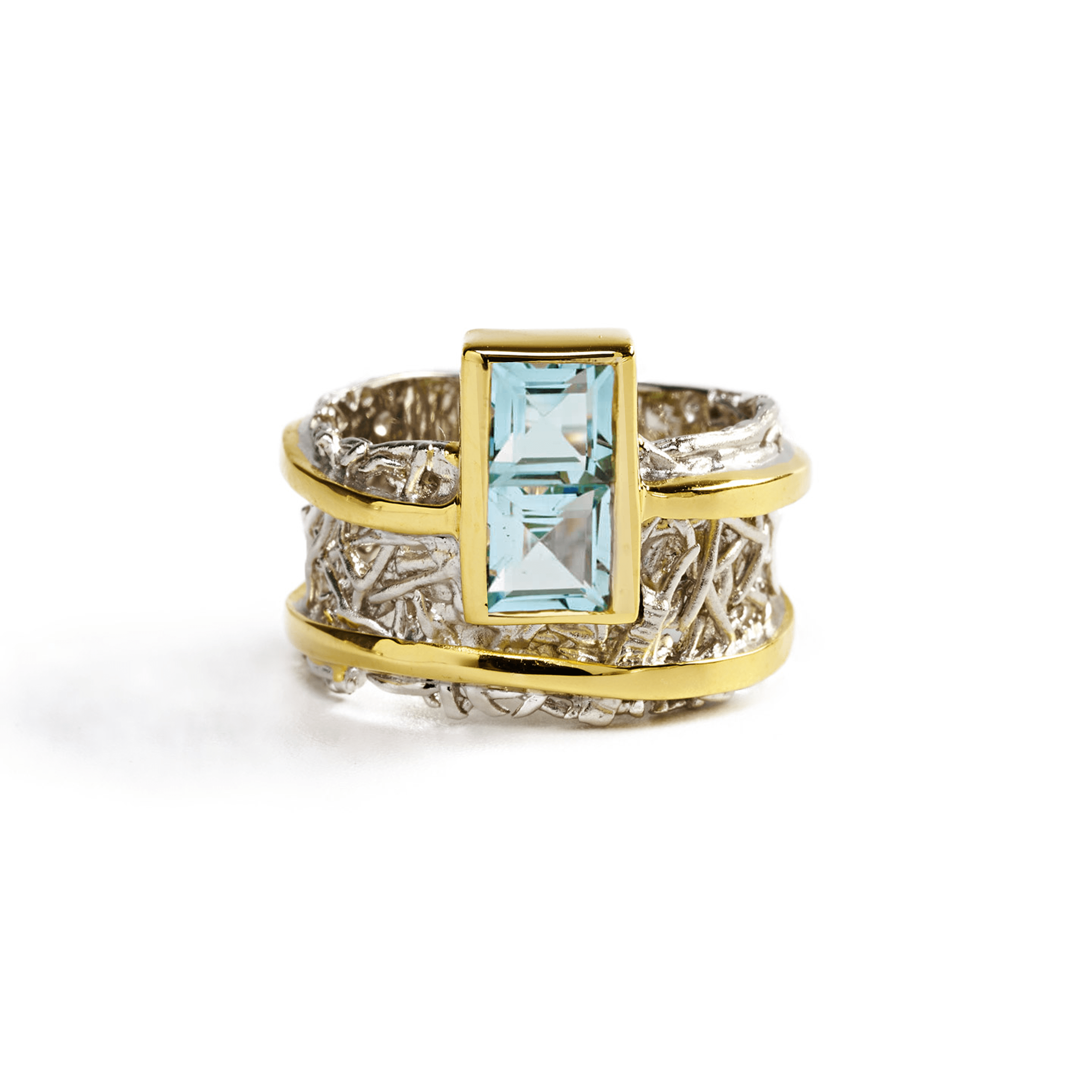 Verina Ring with Choice of Gems: Peridot, Amethyst, Topaz, Citrine, Rhodolite - in White Rhodium & Gold