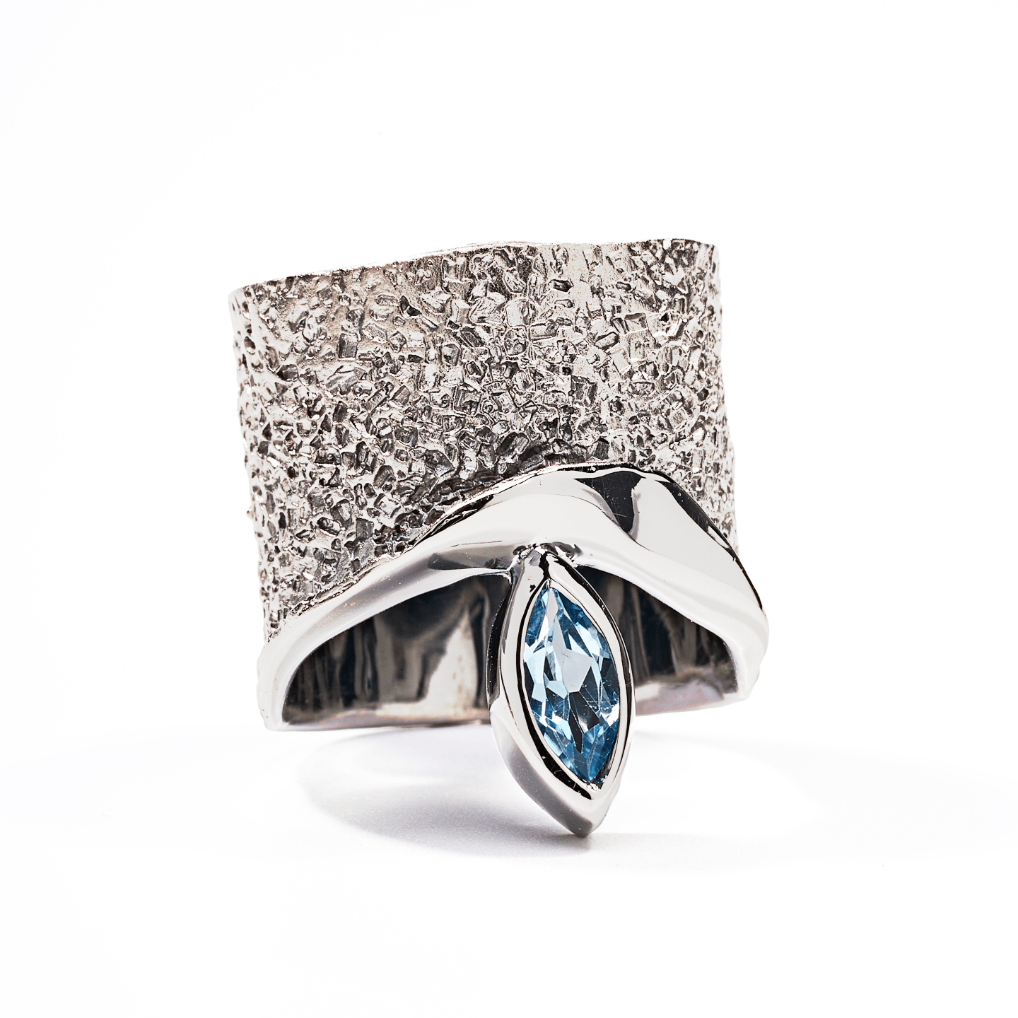 Eartha Ring with Custom Gems: Topaz, Amethyst, Peridot, Rhodolite, Citrine, Smoky Quartz in White Rhodium