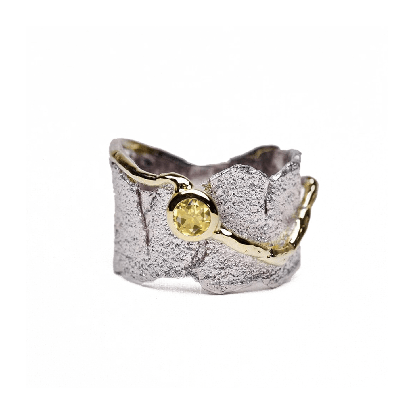 Revele Ring with Gem Options: Garnet, Sapphire, Peridot, Amethyst, Citrine, Smoky Quartz - In White Rhodium & Gold