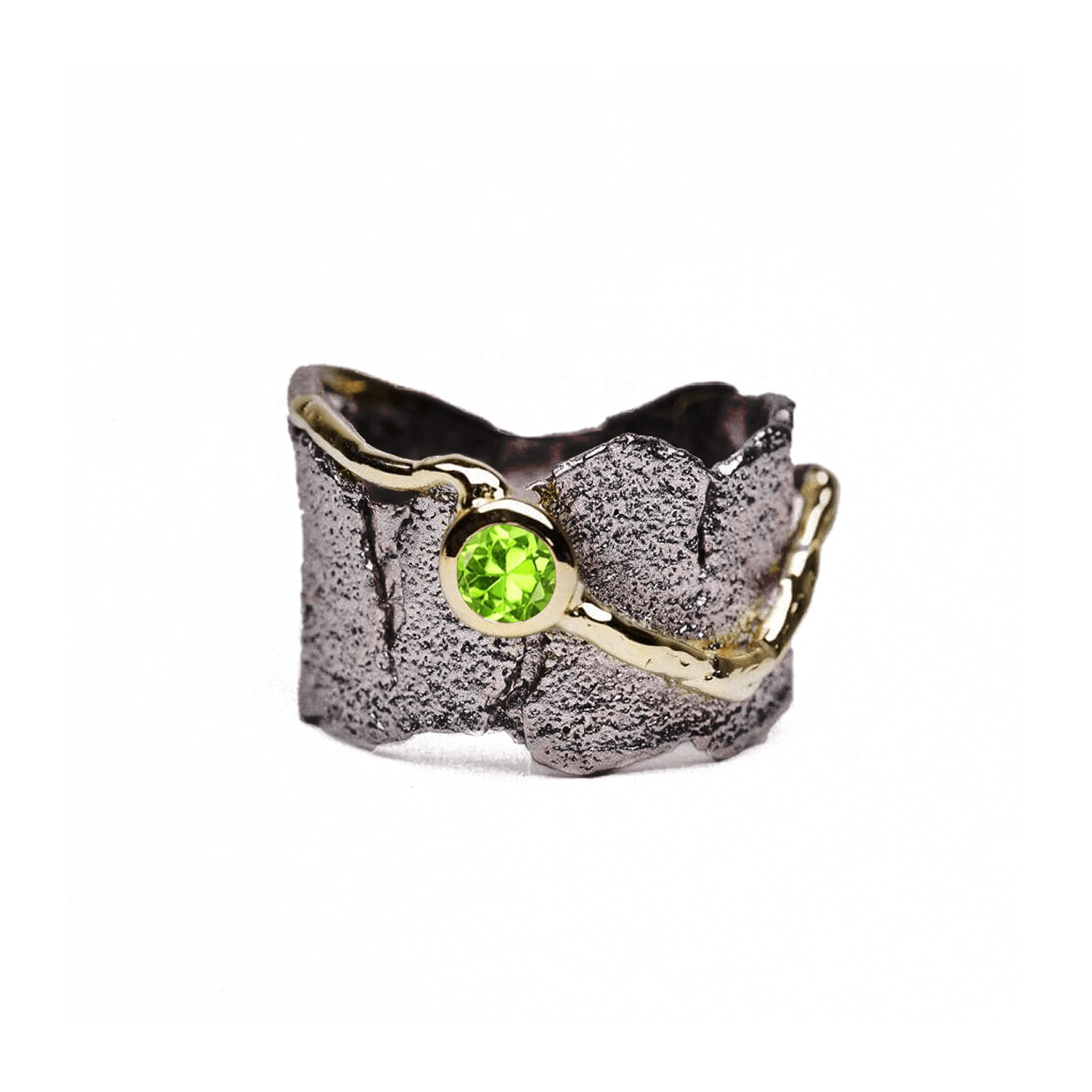 Revele Ring with Gem Options: Garnet, Sapphire, Peridot, Amethyst, Citrine, Smoky Quartz - In Black Rhodium & Gold