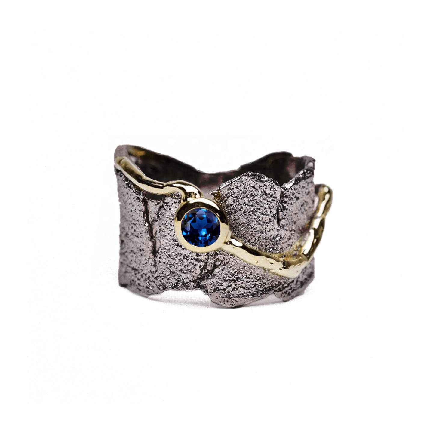 Revele Ring with Gem Options: Garnet, Sapphire, Peridot, Amethyst, Citrine, Smoky Quartz - In Black Rhodium & Gold