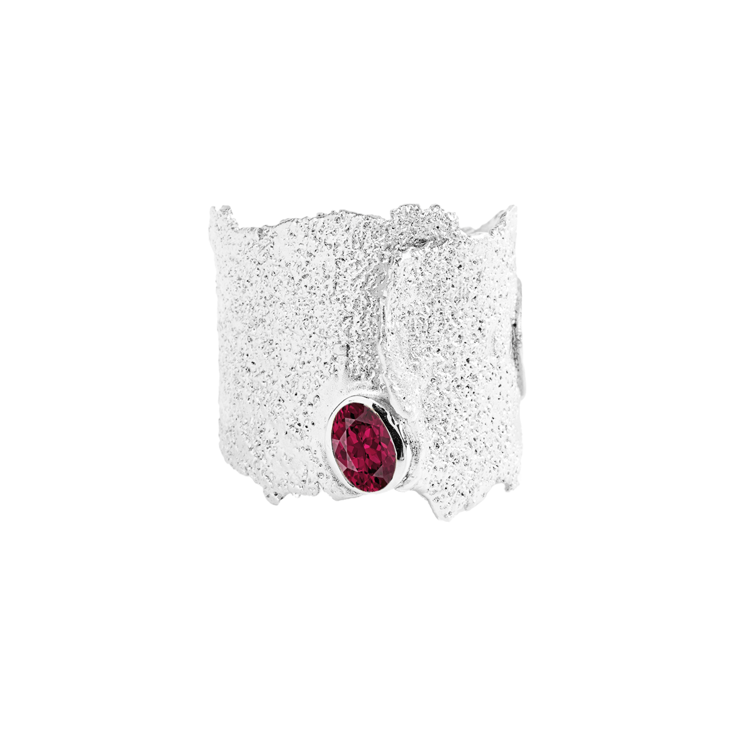 Otthild Ring with Gemstone Options: Topaz, Garnet, Amethyst, Peridot, Citrine & Rhodolite in White Rhodium