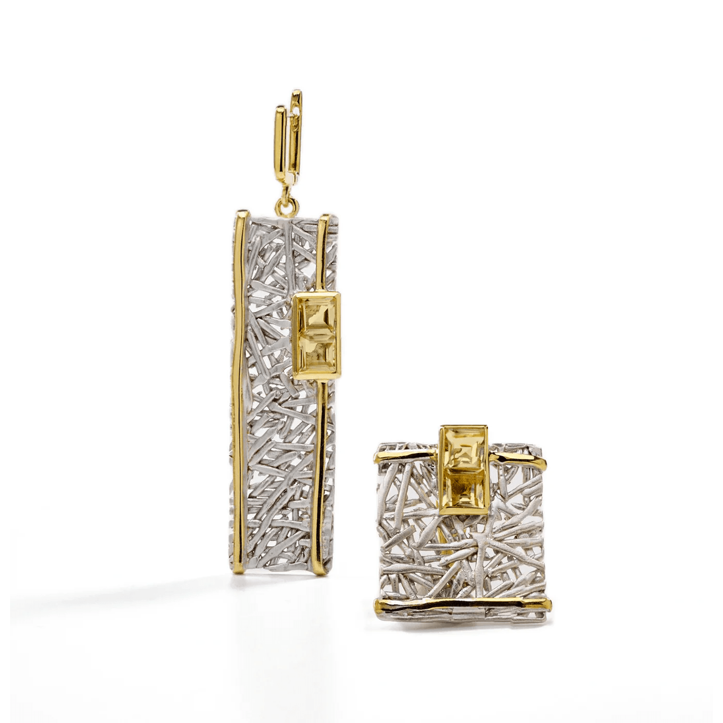 Verina Earrings Co-Designed with Custom Gemstone & Plating Options: Peridot, Amethyst, Blue Topaz, White Topaz, Citrine, Rhodolite, White or Black Rhodium, Gold