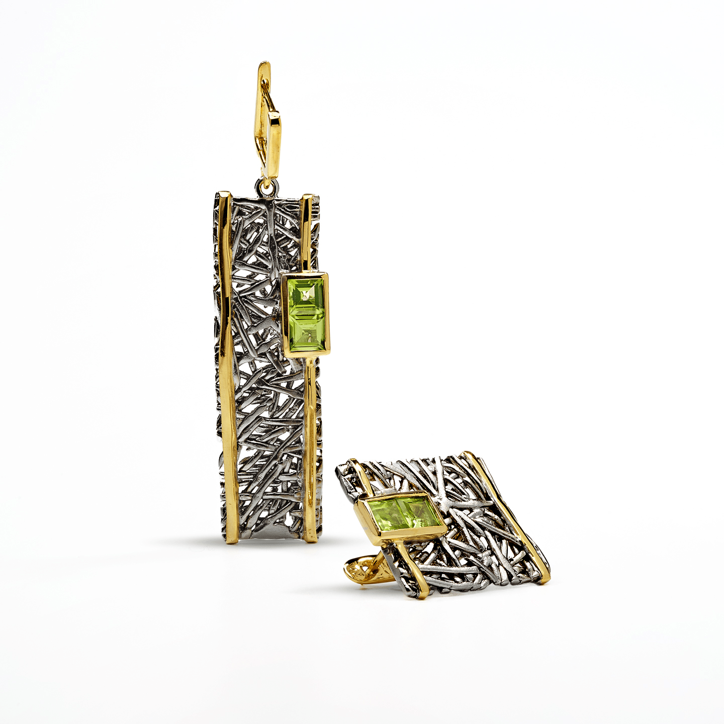 Verina Earrings Co-Designed with Custom Gemstone & Plating Options: Peridot, Amethyst, Blue Topaz, White Topaz, Citrine, Rhodolite, White or Black Rhodium, Gold