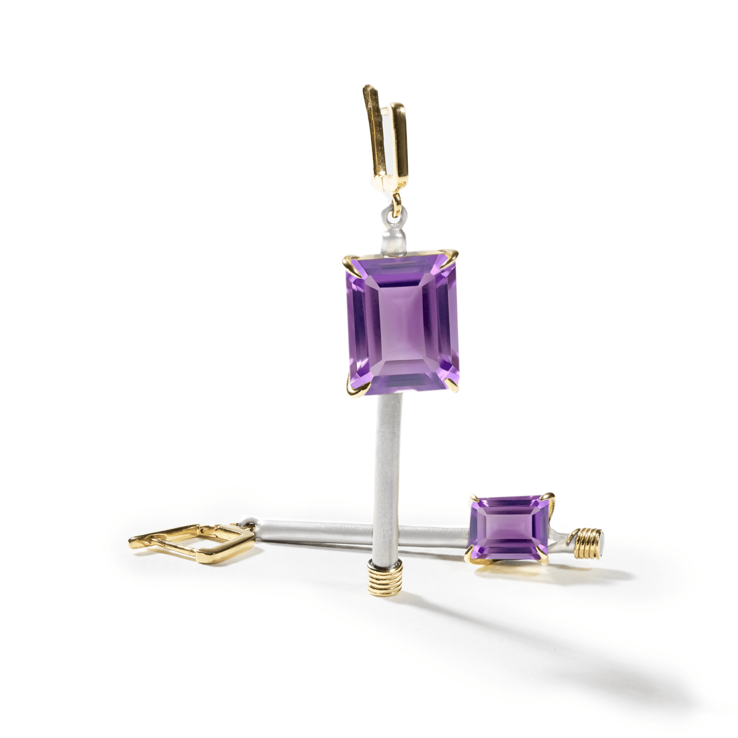 Trane Asymmetric Earrings Personalized & Co-Designed with Gemstone & Plating Options: Citrine, Blue Topaz, Amethyst, Smoky Quartz, Lemon Quartz, Black or White Rhodium, Gold