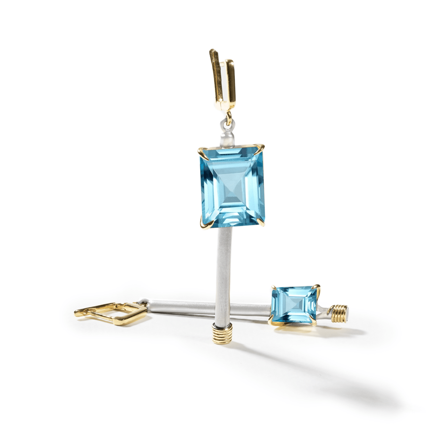 Trane Asymmetric Earrings Personalized & Co-Designed with Gemstone & Plating Options: Citrine, Blue Topaz, Amethyst, Smoky Quartz, Lemon Quartz, Black or White Rhodium, Gold