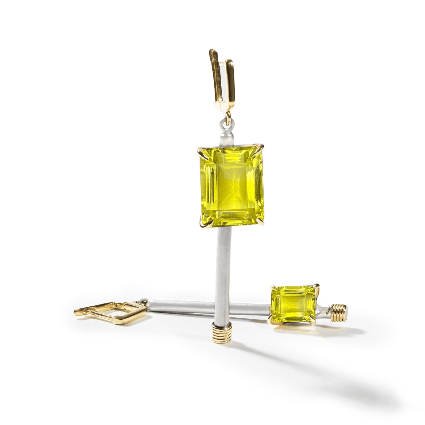 Trane Asymmetric Earrings Personalized & Co-Designed with Gemstone & Plating Options: Citrine, Blue Topaz, Amethyst, Smoky Quartz, Lemon Quartz, Black or White Rhodium, Gold