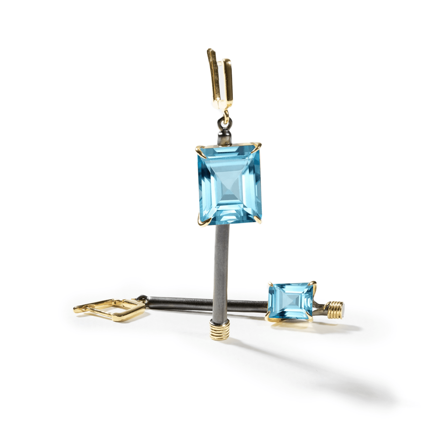 Trane Asymmetric Earrings Personalized & Co-Designed with Gemstone & Plating Options: Citrine, Blue Topaz, Amethyst, Smoky Quartz, Lemon Quartz, Black or White Rhodium, Gold