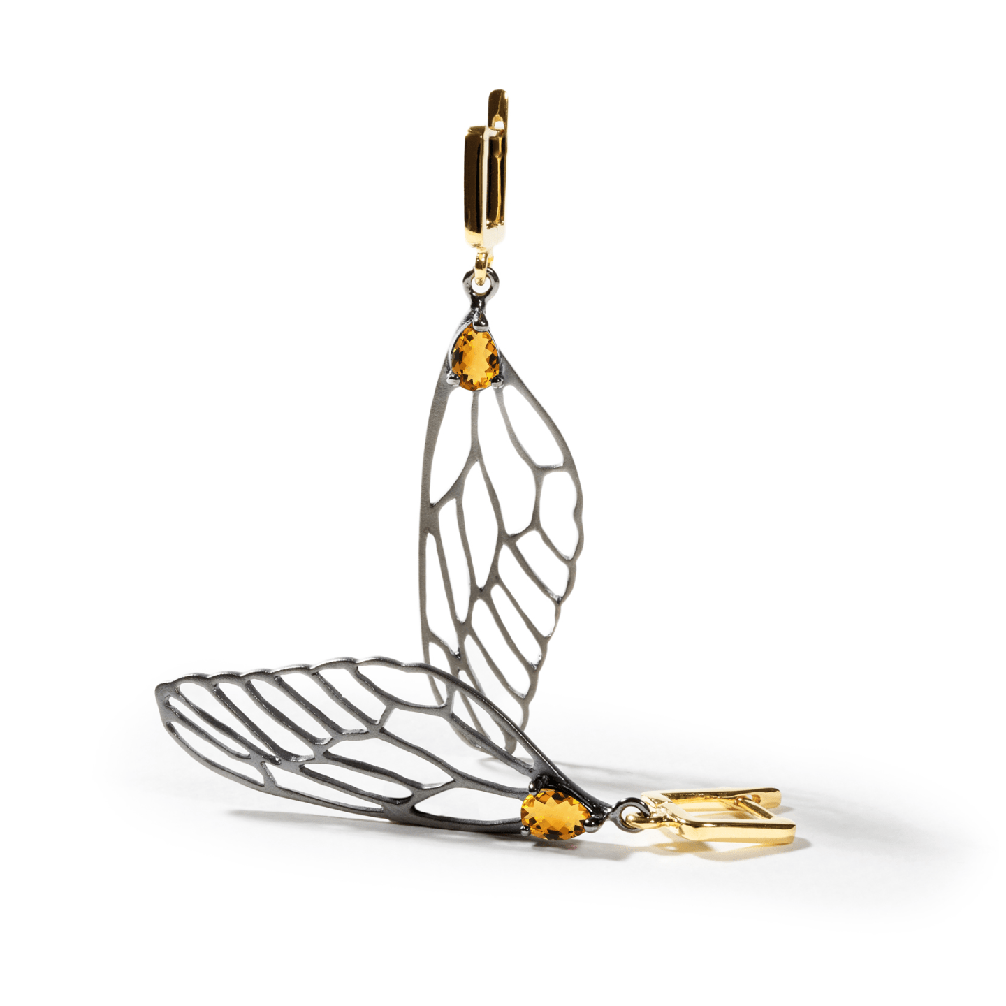 Farash Dragonfly Wing Earrings Personalized & Co-Designed with Custom Options: Blue Topaz, Amethyst, Rhodolite, Citrine, Garnet, Peridot, White or Black Rhodium, Gold