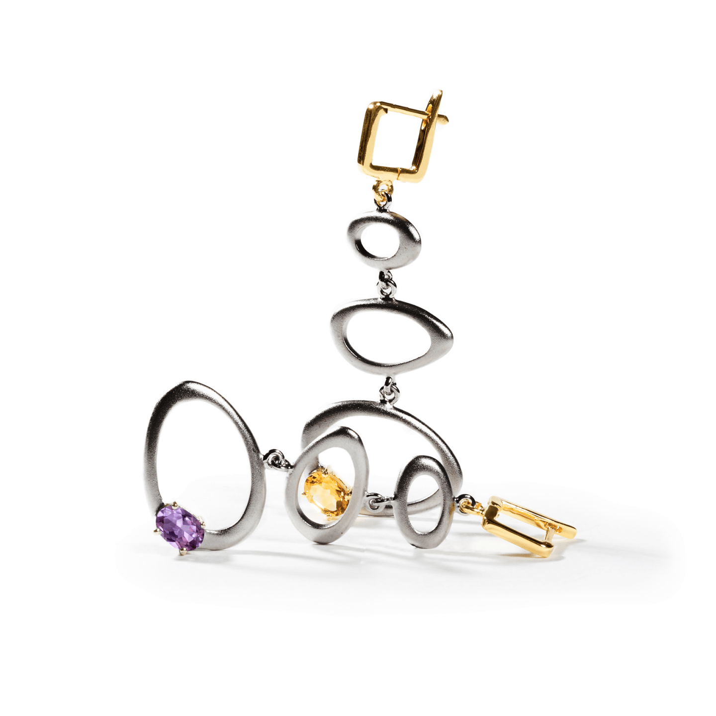 Alba Earrings Personalized & Co-Designed with Custom Options: Blue Topaz, Amethyst, Rhodolite, Peridot, Garnet, White or Black Rhodium, Gold
