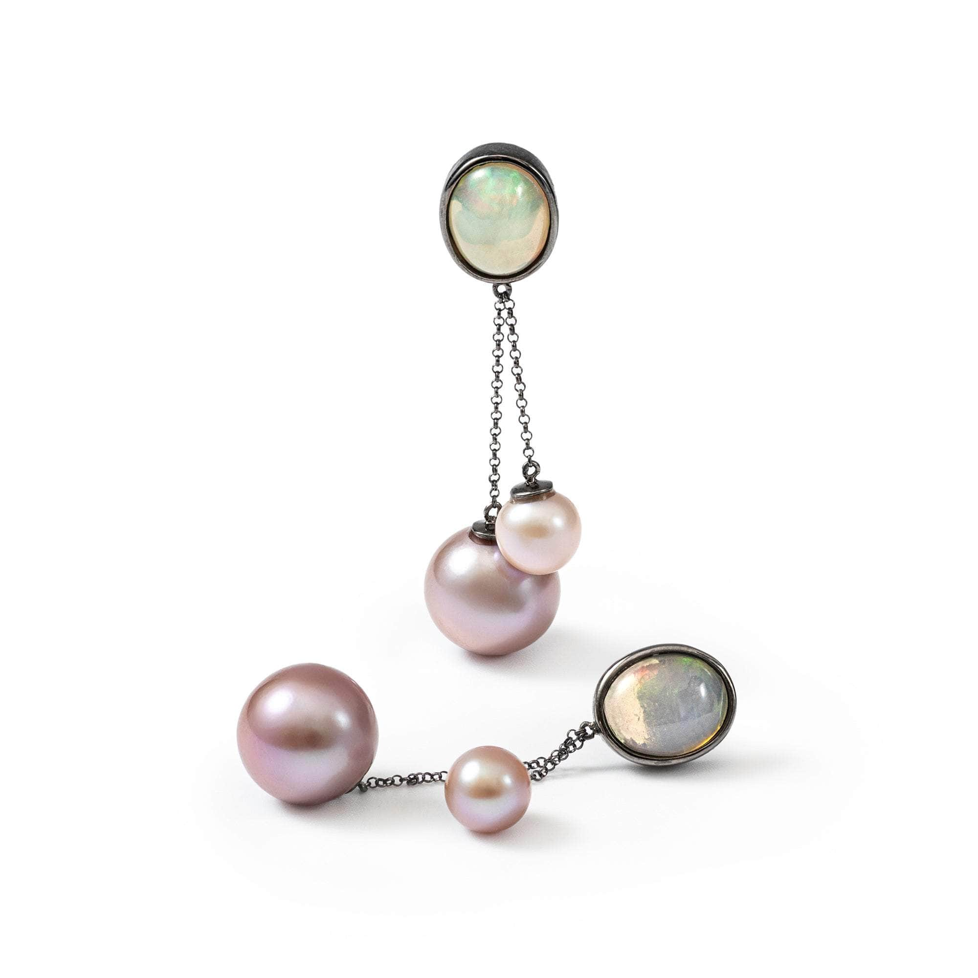 Bolla White Opal and Purple Pearl Earrings GERMAN KABIRSKI