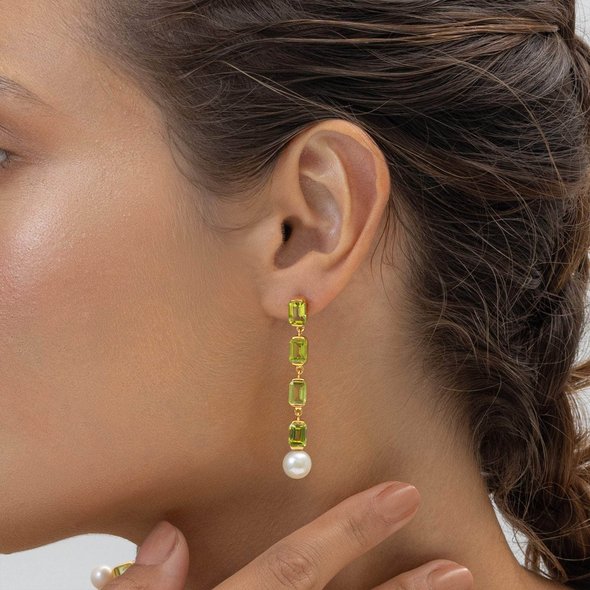 Laau Peridot and White Pearl Earrings GERMAN KABIRSKI