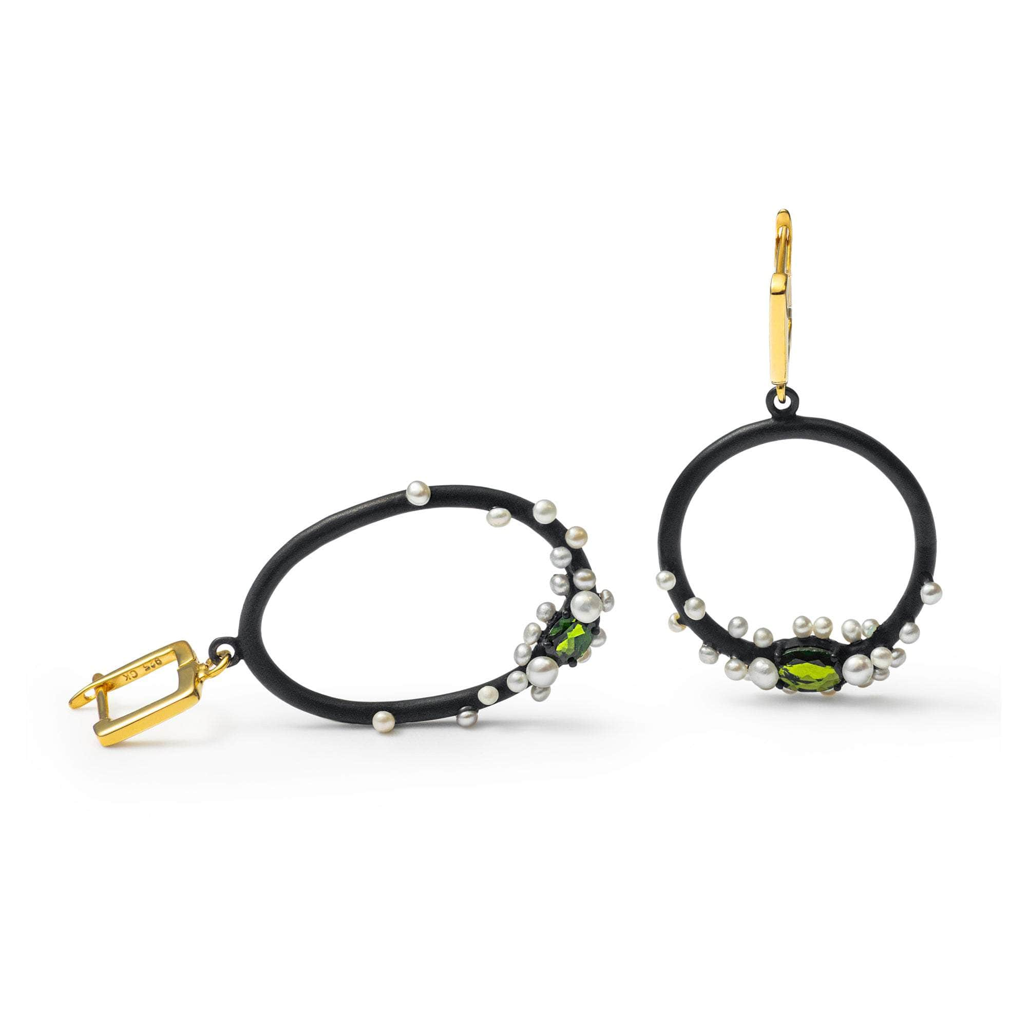 Rameau Chrome Diopside and Pearl Earrings GERMAN KABIRSKI