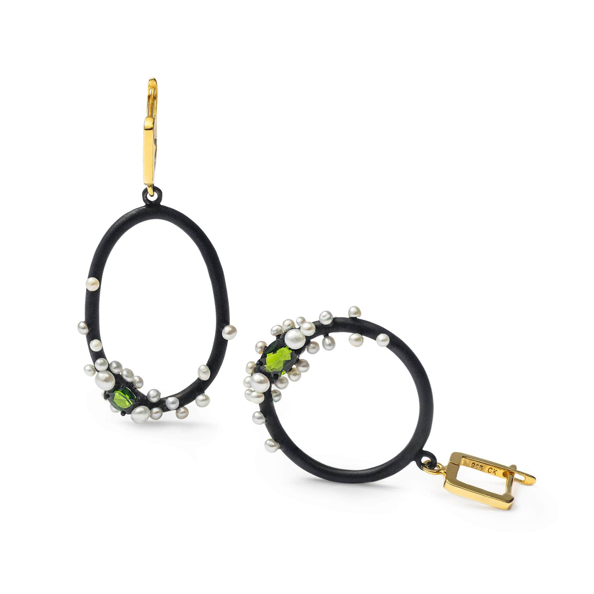 Rameau Chrome Diopside and Pearl Earrings GERMAN KABIRSKI