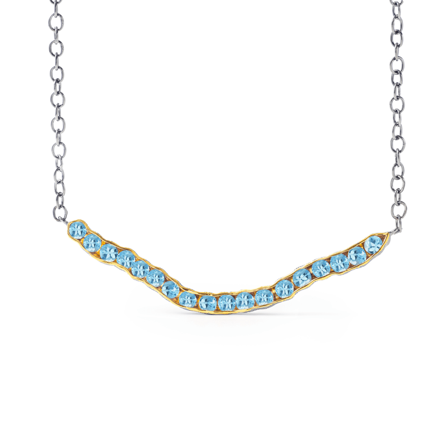 Rigzee Modern Silver Necklace, Co-Designed with Your Choice of Gemstone & Plating: Amethyst, Blue Topaz, Peridot, Rhodolite, Smoky Quartz, Citrine, White or Black Rhodium, Gold