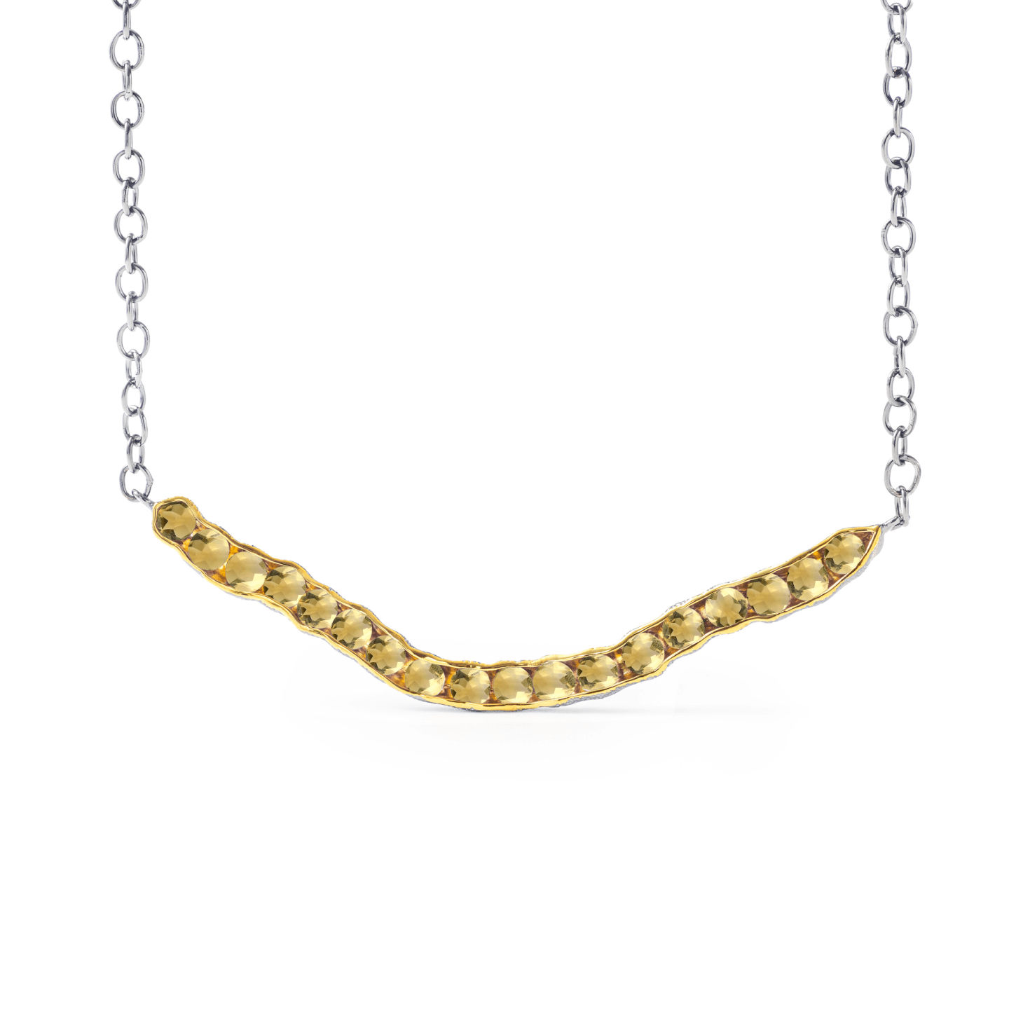 Rigzee Modern Silver Necklace, Co-Designed with Your Choice of Gemstone & Plating: Amethyst, Blue Topaz, Peridot, Rhodolite, Smoky Quartz, Citrine, White or Black Rhodium, Gold