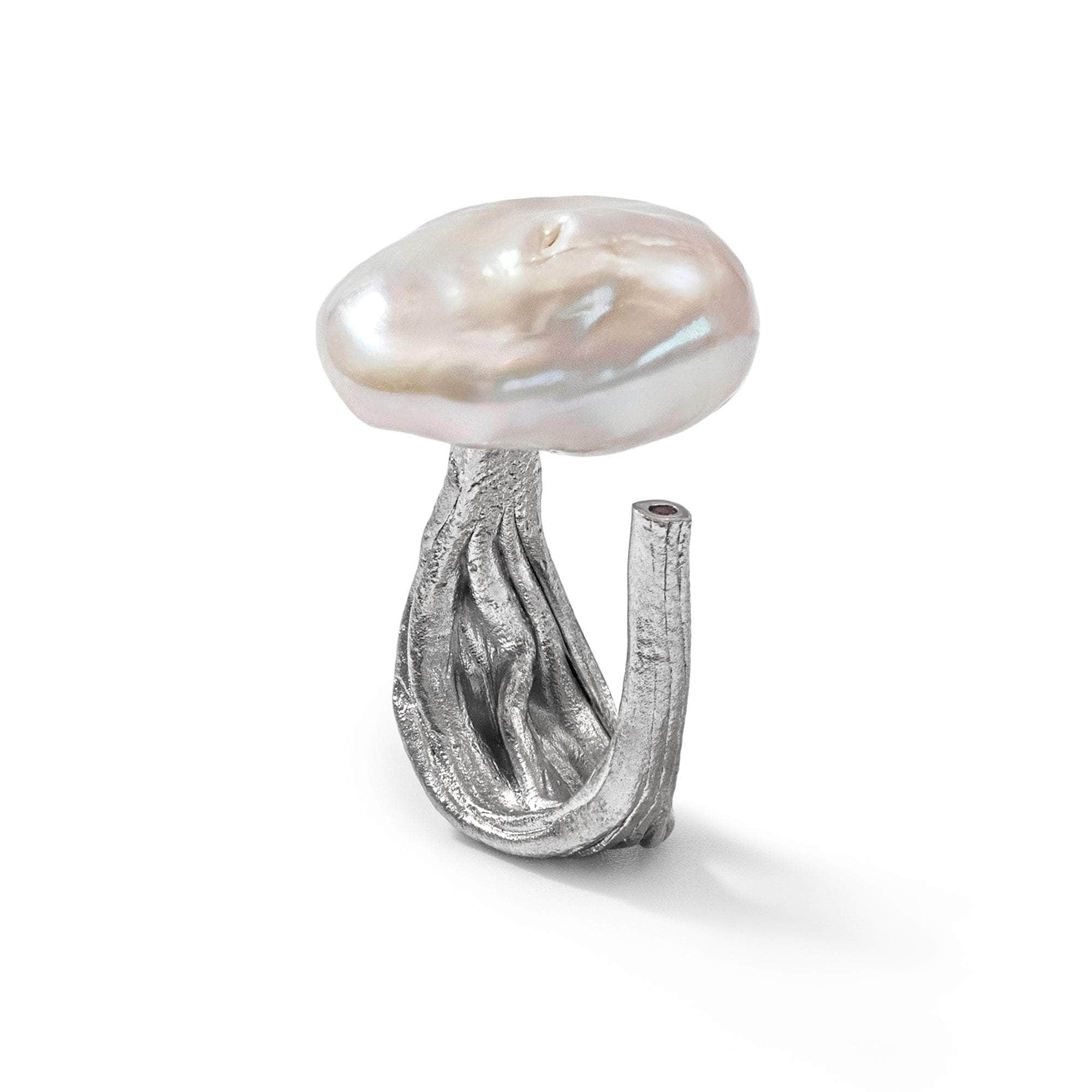 Laurel Baroque Pearl and Rhodolite Ring (White Rhodium) GERMAN KABIRSKI