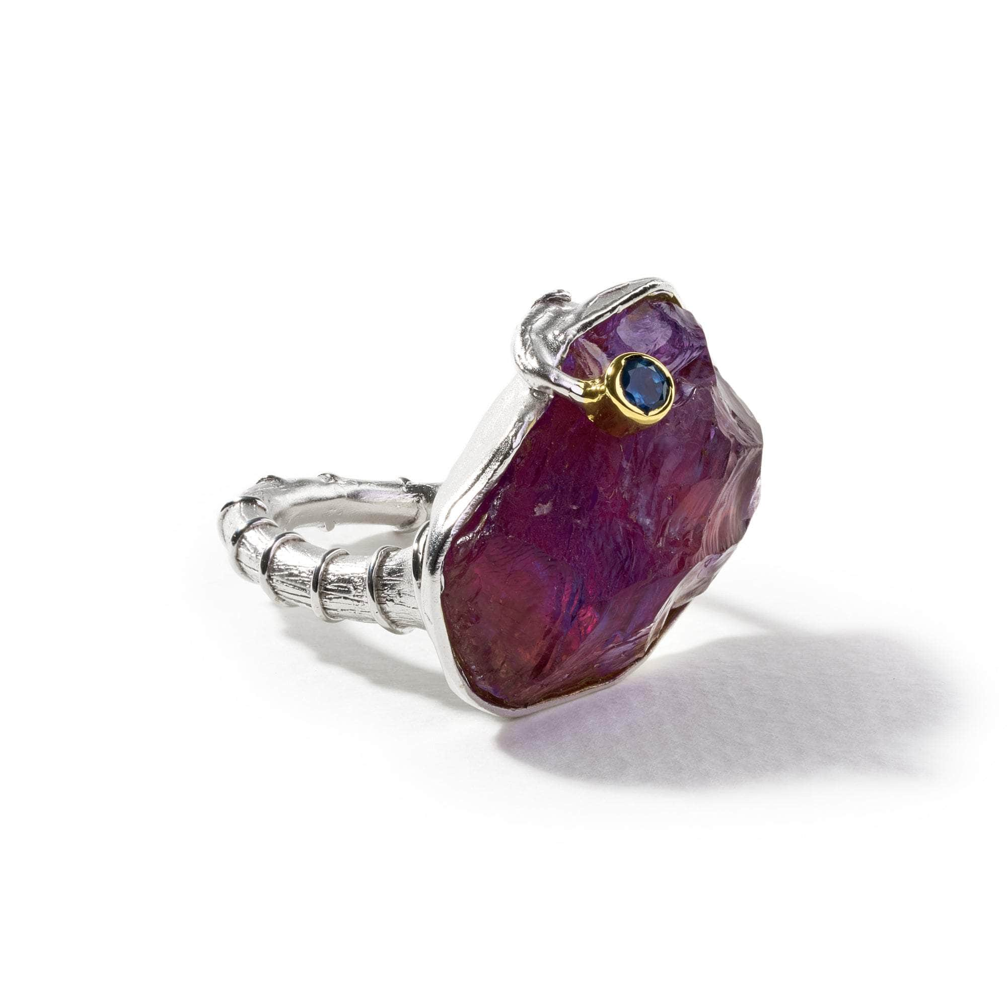 Lipso Rough Amethyst and Blue Sapphire Ring GERMAN KABIRSKI