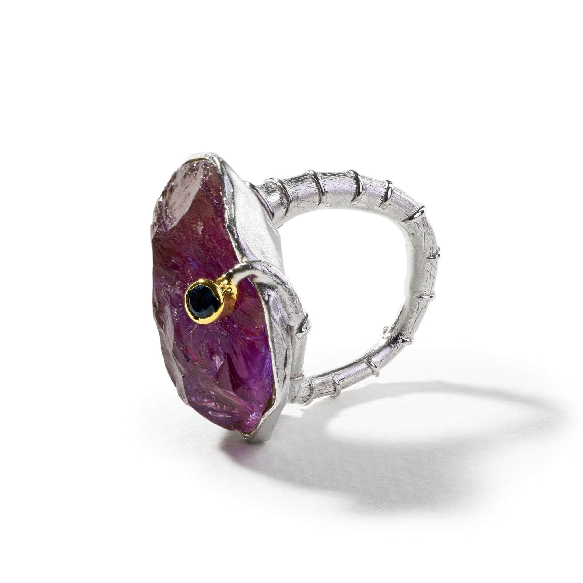 Lipso Rough Amethyst and Blue Sapphire Ring GERMAN KABIRSKI